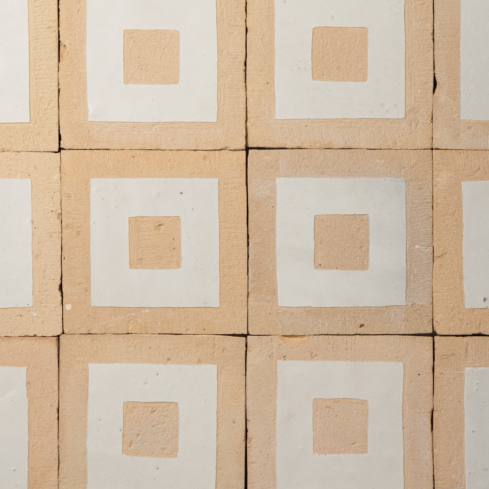 Chiseled 4x4 Square Off White Zellige Tile - Cemento Collection