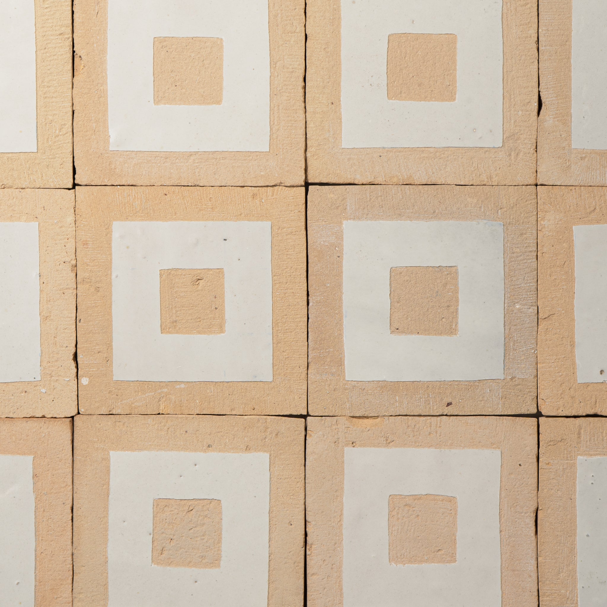 Chiseled 4x4 Square Off White Zellige Tile - Cemento Collection