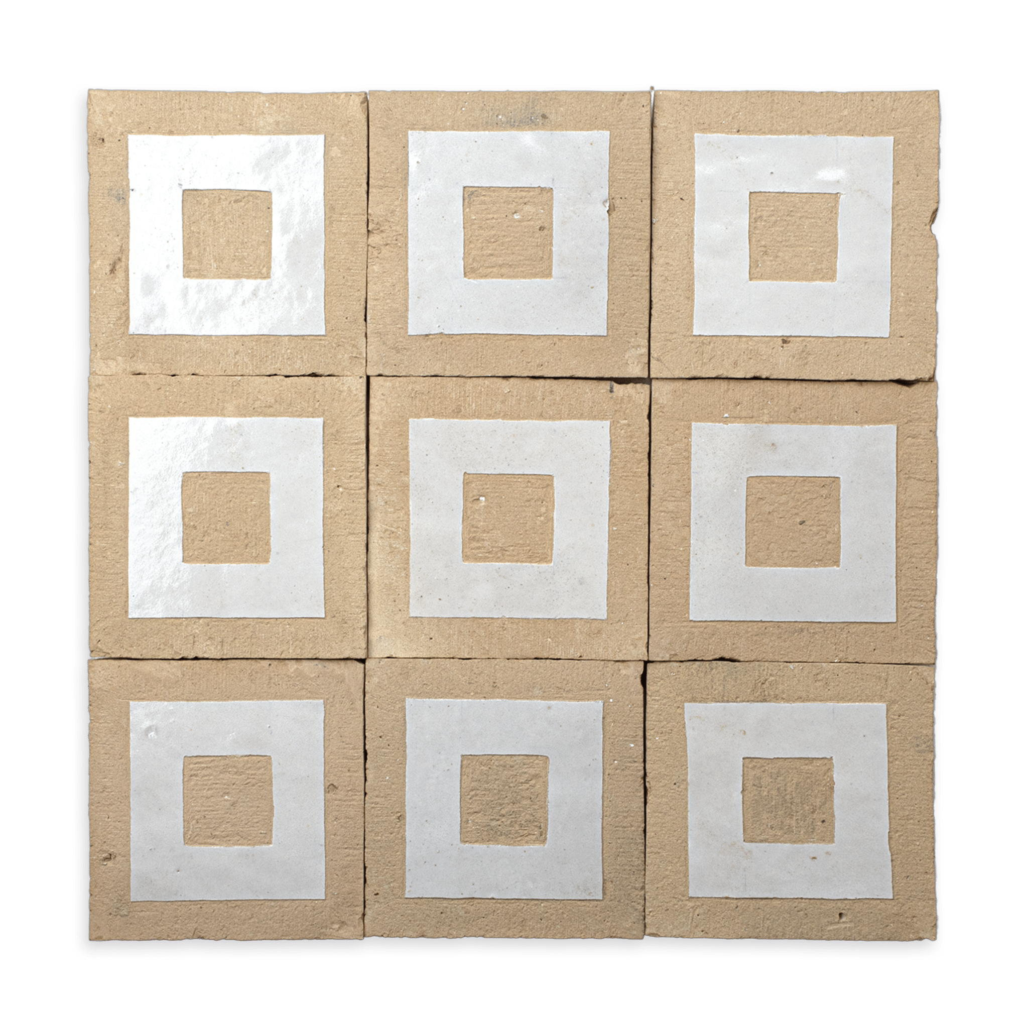 Chiseled 4x4 Square Off White Zellige Tile - Cemento Collection
