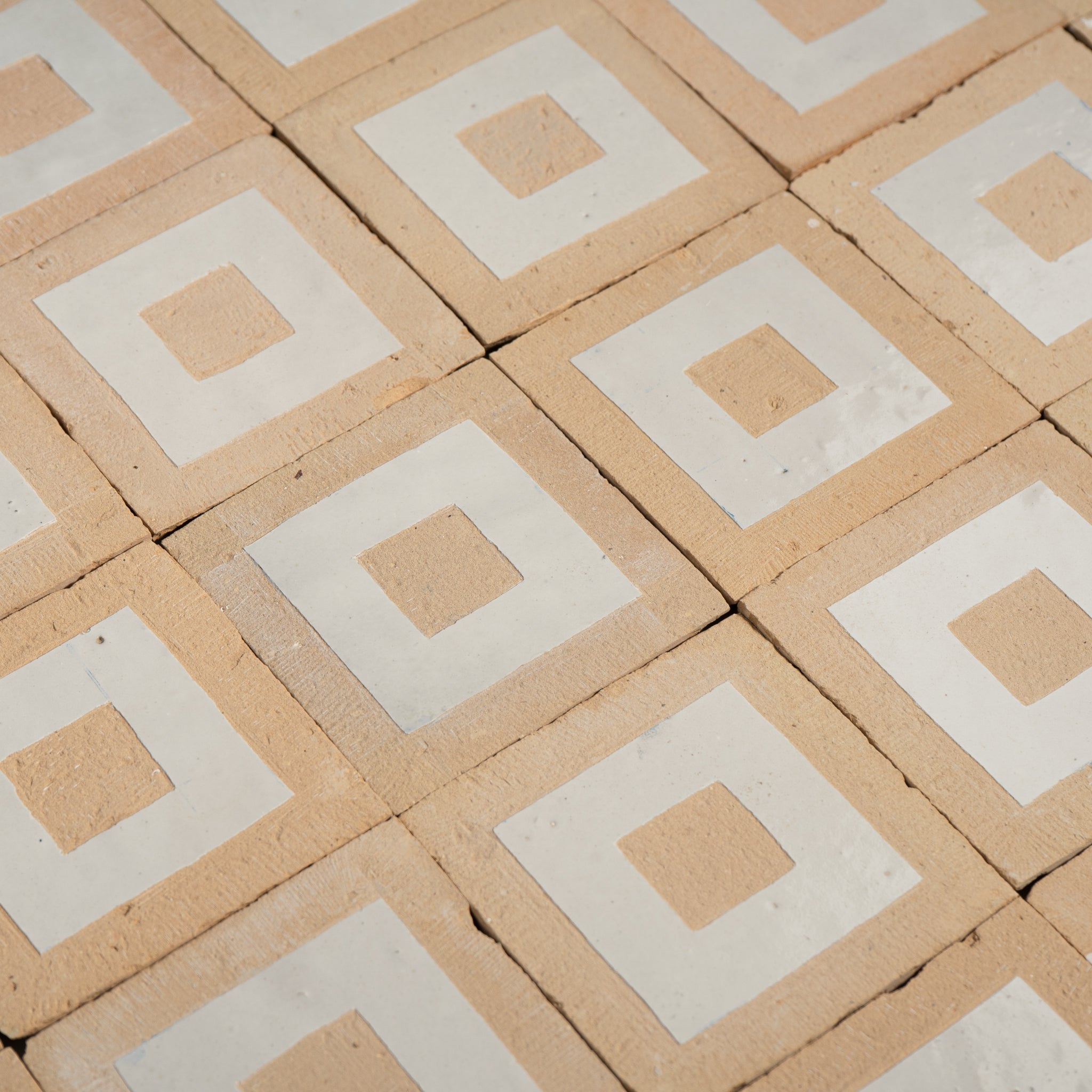 Chiseled 4x4 Square Off White Zellige Tile - Cemento Collection