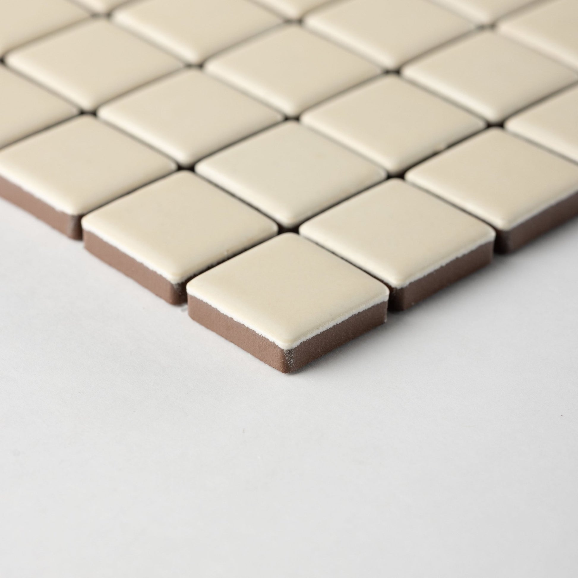 Chroma Grid | Almond Cream 1x1" Square Matte Mosaic Tile - Cemento Collection