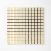 Chroma Grid | Almond Cream 1x1" Square Matte Mosaic Tile - Cemento Collection