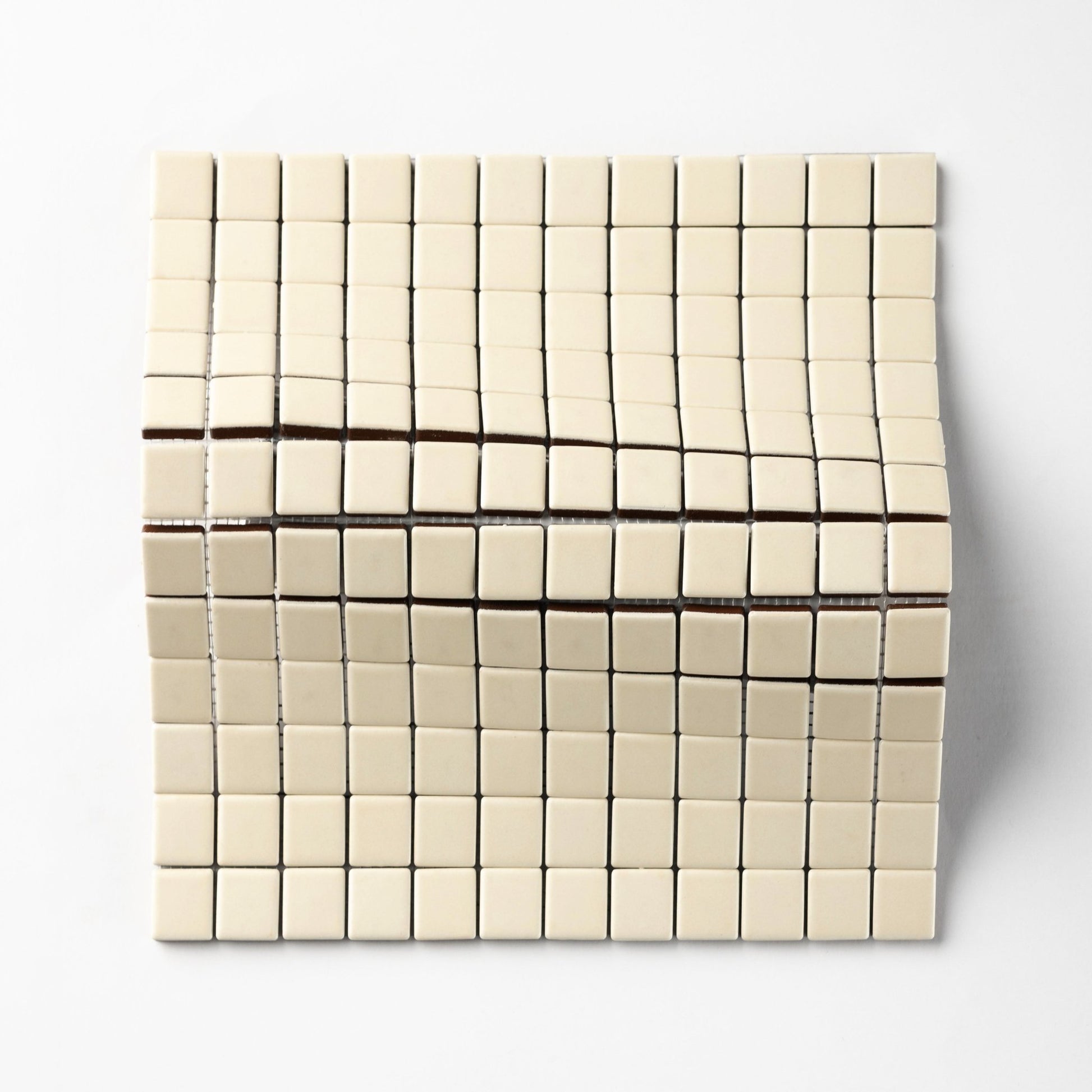 Chroma Grid | Almond Cream 1x1" Square Matte Mosaic Tile - Cemento Collection