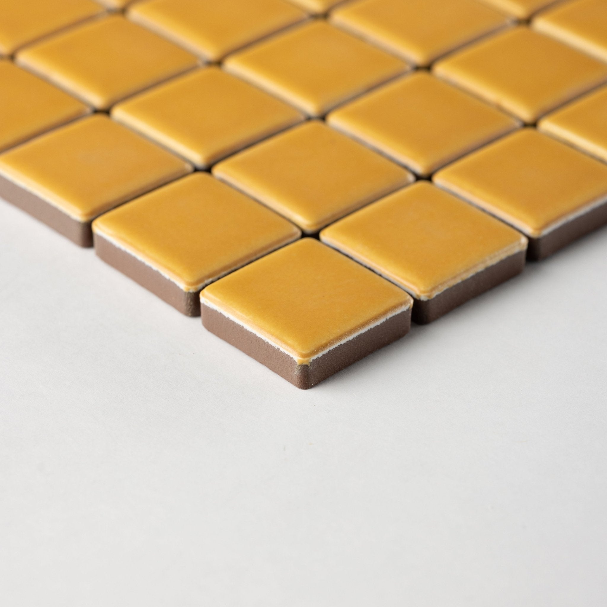 Chroma Grid | Dijon Yellow 1x1" Square Matte Mosaic Tile - Cemento Collection
