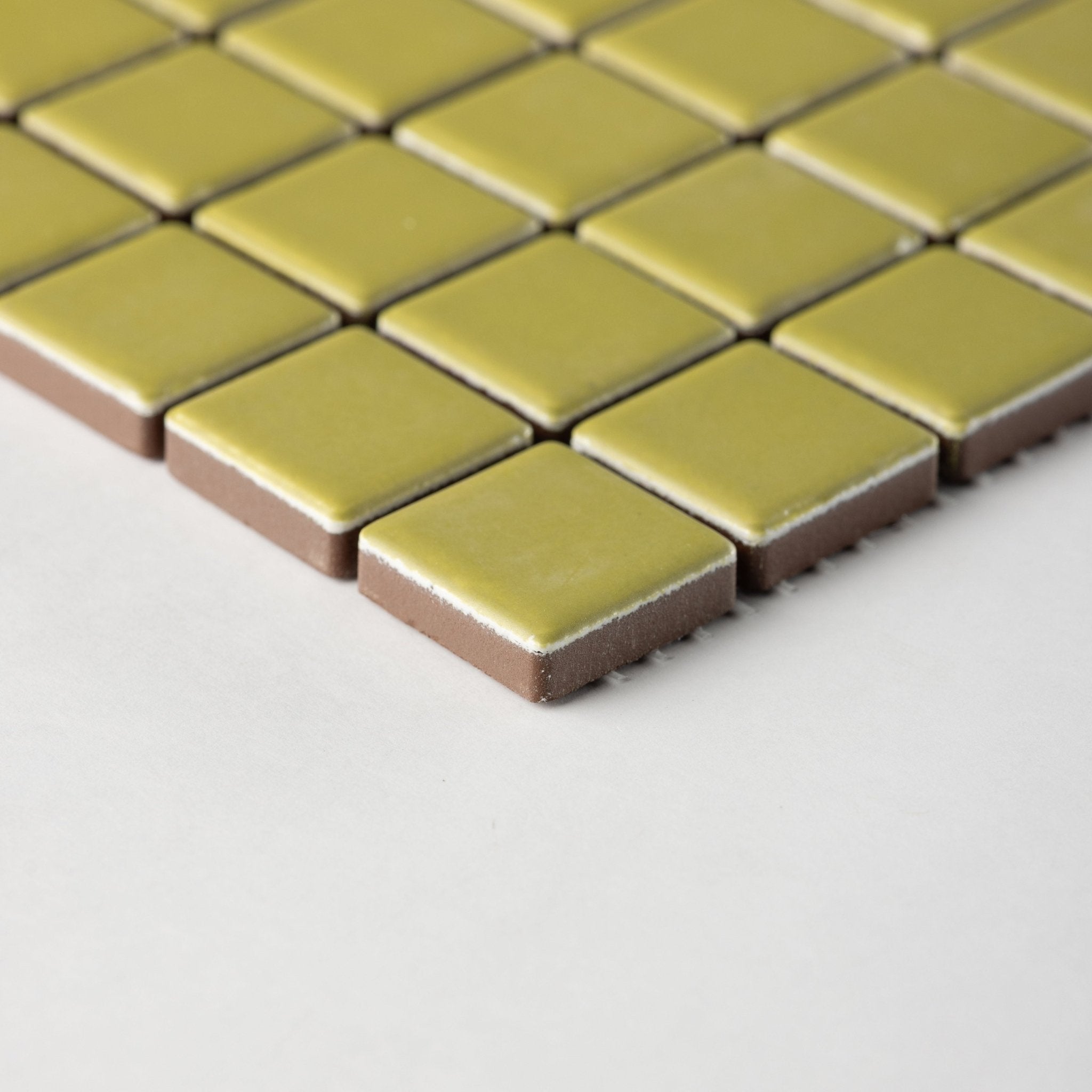 Chroma Grid | Fennel Green 1x1" Square Matte Mosaic Tile - Cemento Collection