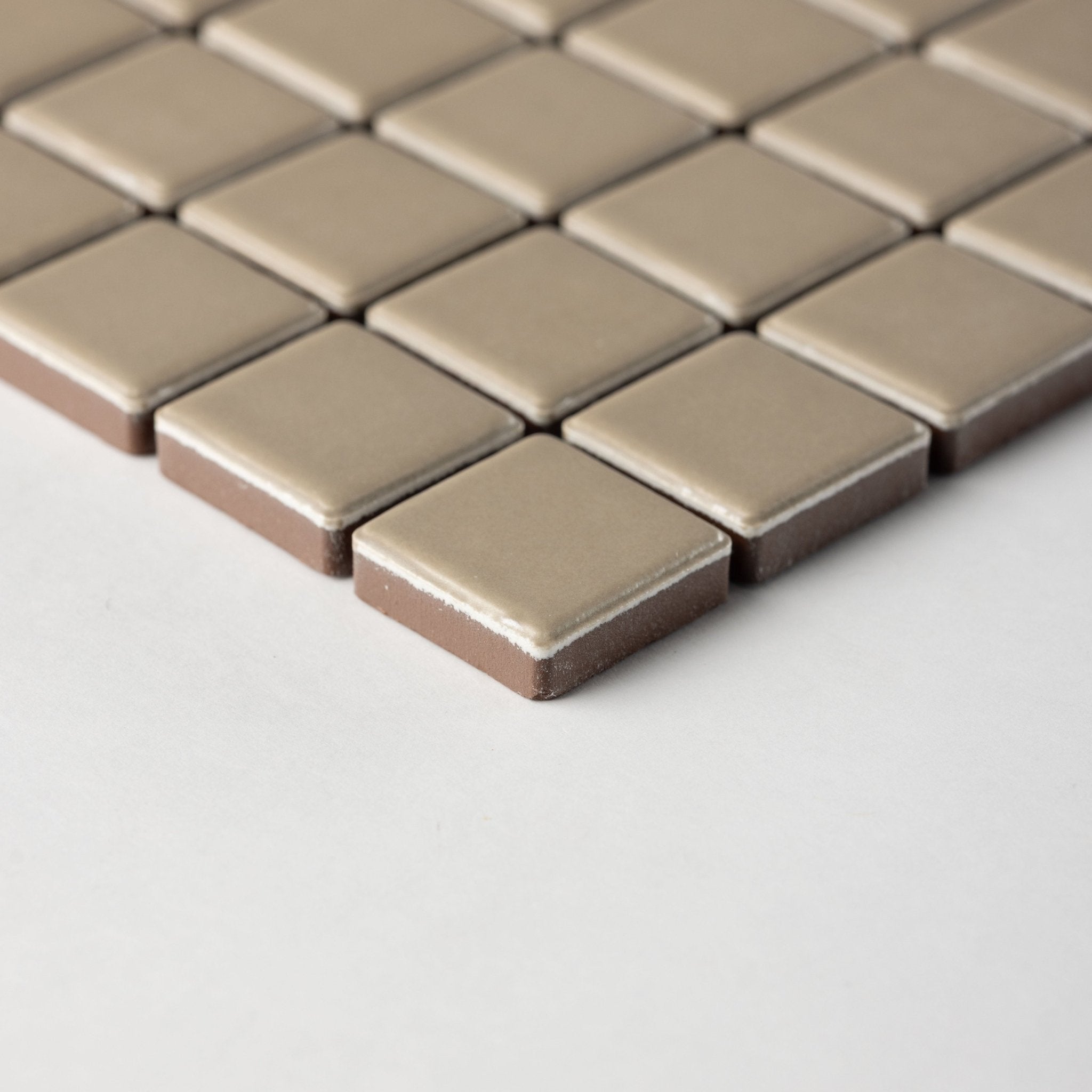 Chroma Grid | Jute Beige 1x1" Square Matte Mosaic Tile - Cemento Collection