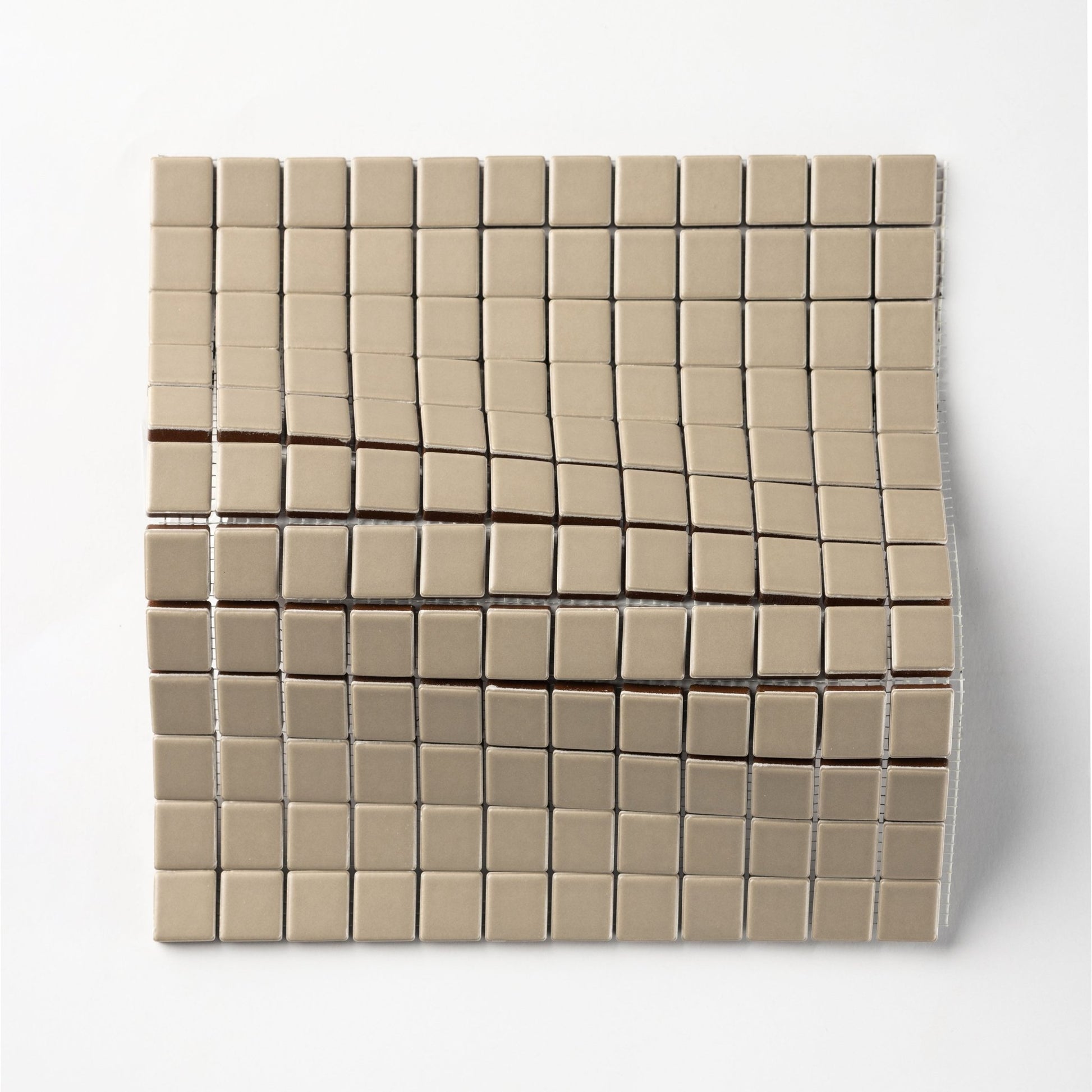 Chroma Grid | Jute Beige 1x1" Square Matte Mosaic Tile - Cemento Collection