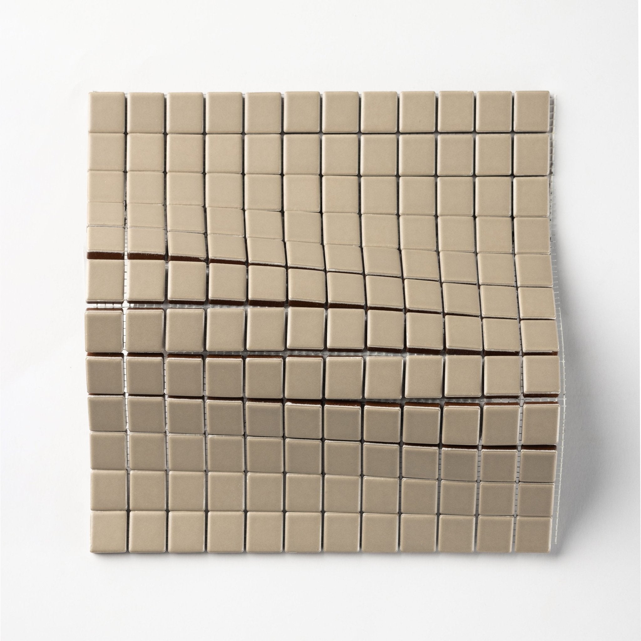 Chroma Grid | Jute Beige 1x1" Square Matte Mosaic Tile - Cemento Collection