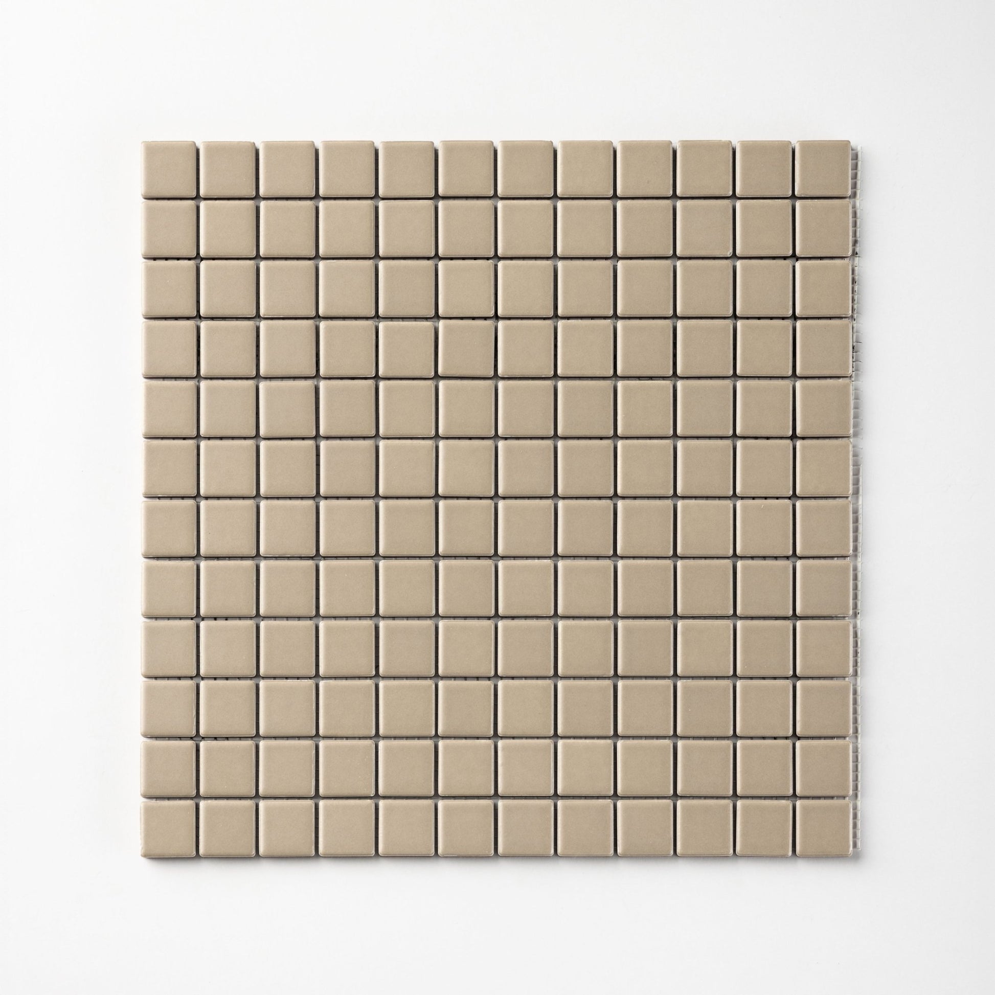 Chroma Grid | Jute Beige 1x1" Square Matte Mosaic Tile - Cemento Collection