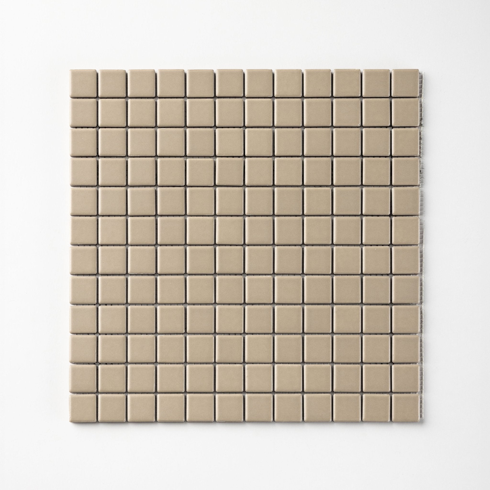 Chroma Grid | Jute Beige 1x1" Square Matte Mosaic Tile - Cemento Collection