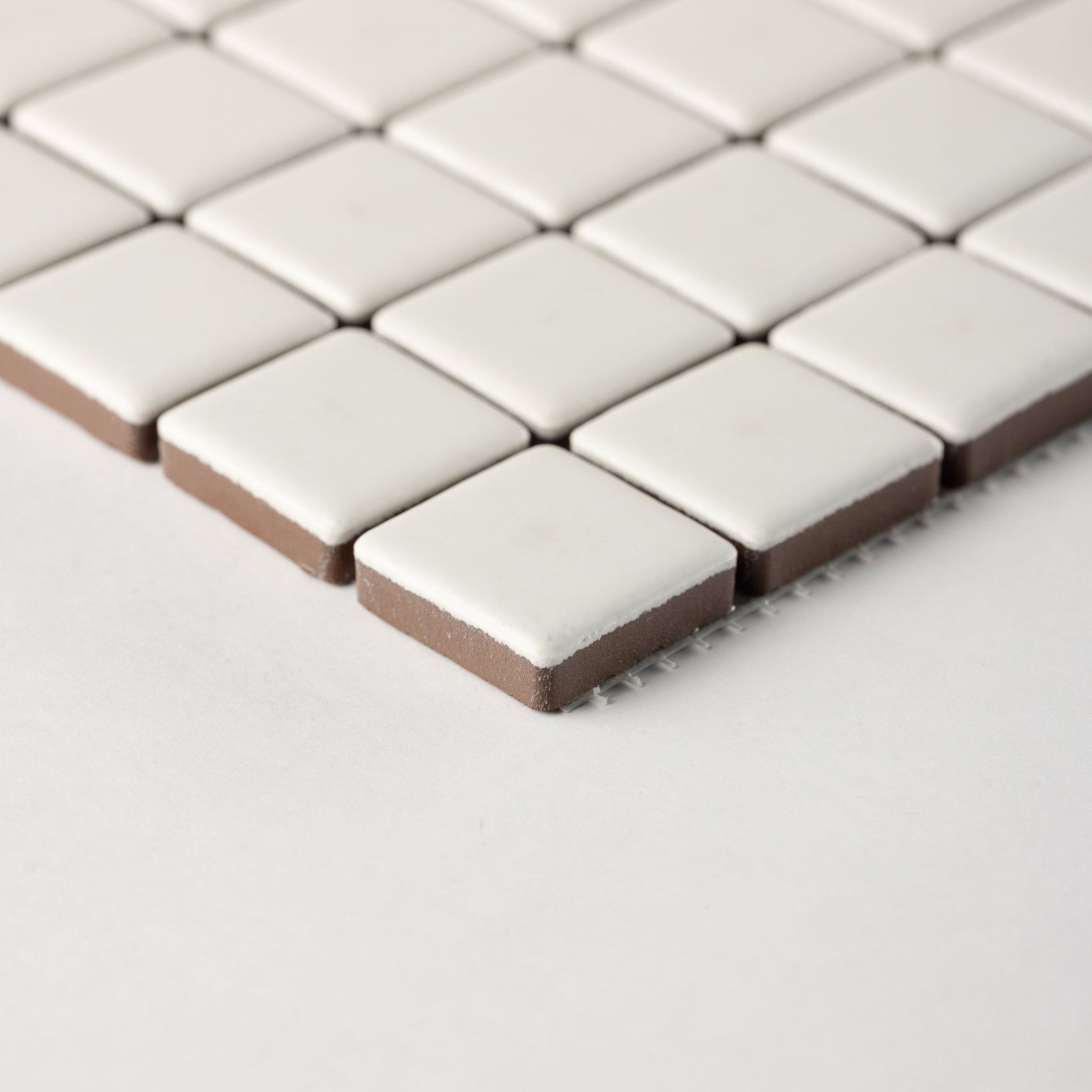 Chroma Grid | Limewash White 1x1" Square Matte Mosaic Tile - Cemento Collection