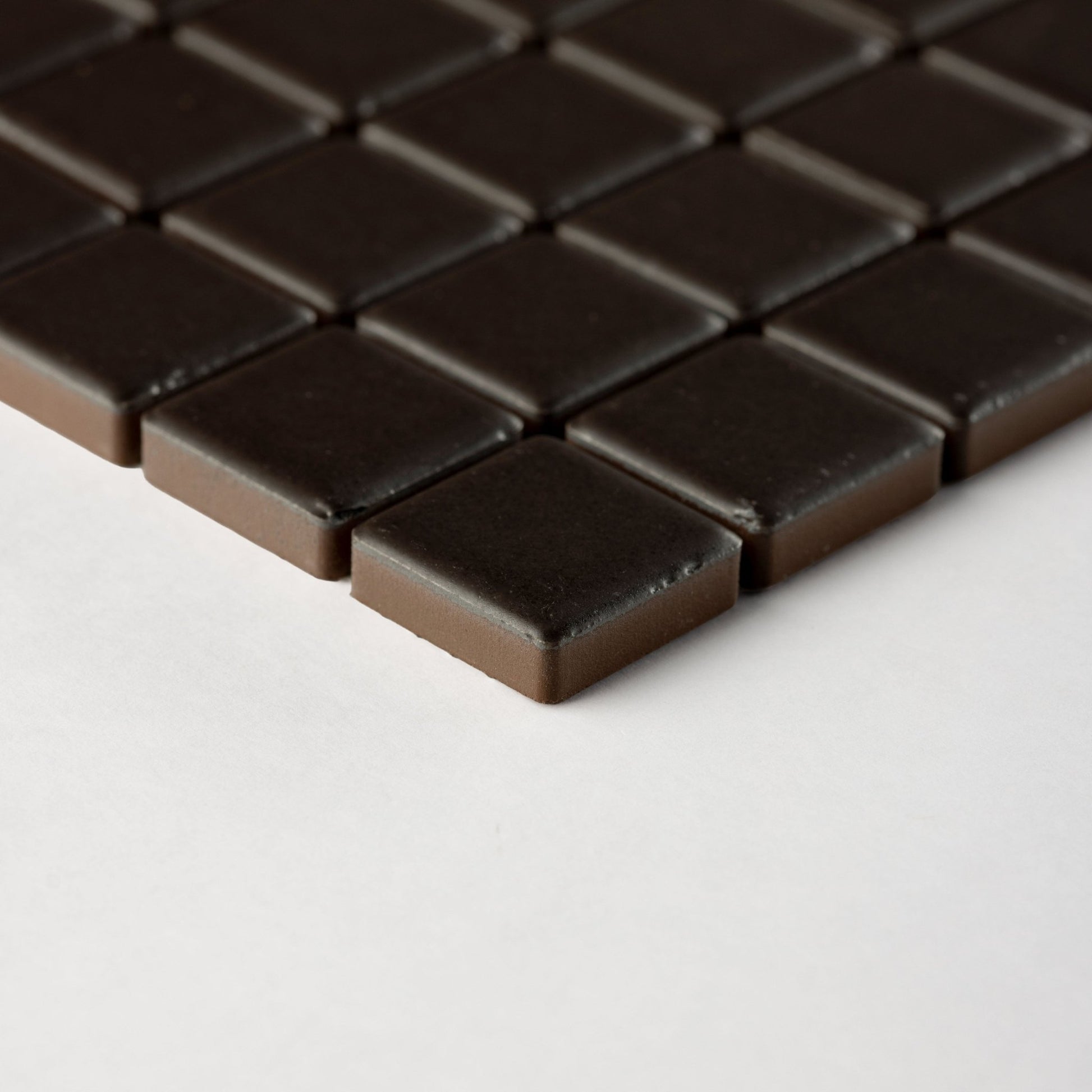 Chroma Grid | Mocha Brown 1x1" Square Matte Mosaic Tile - Cemento Collection