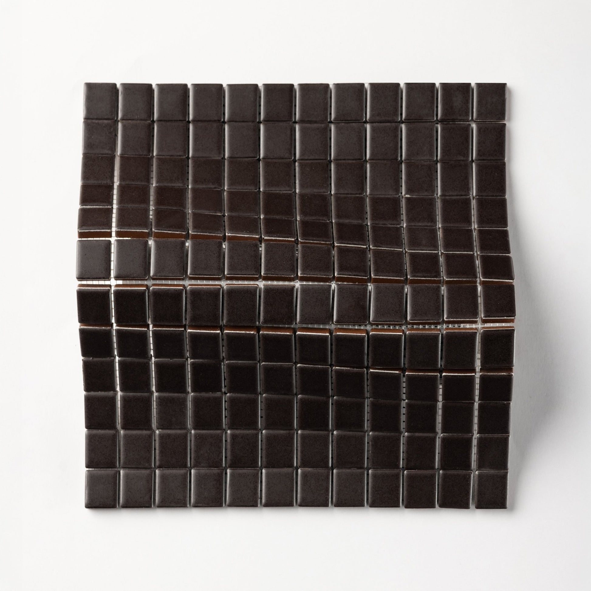 Chroma Grid | Mocha Brown 1x1" Square Matte Mosaic Tile - Cemento Collection