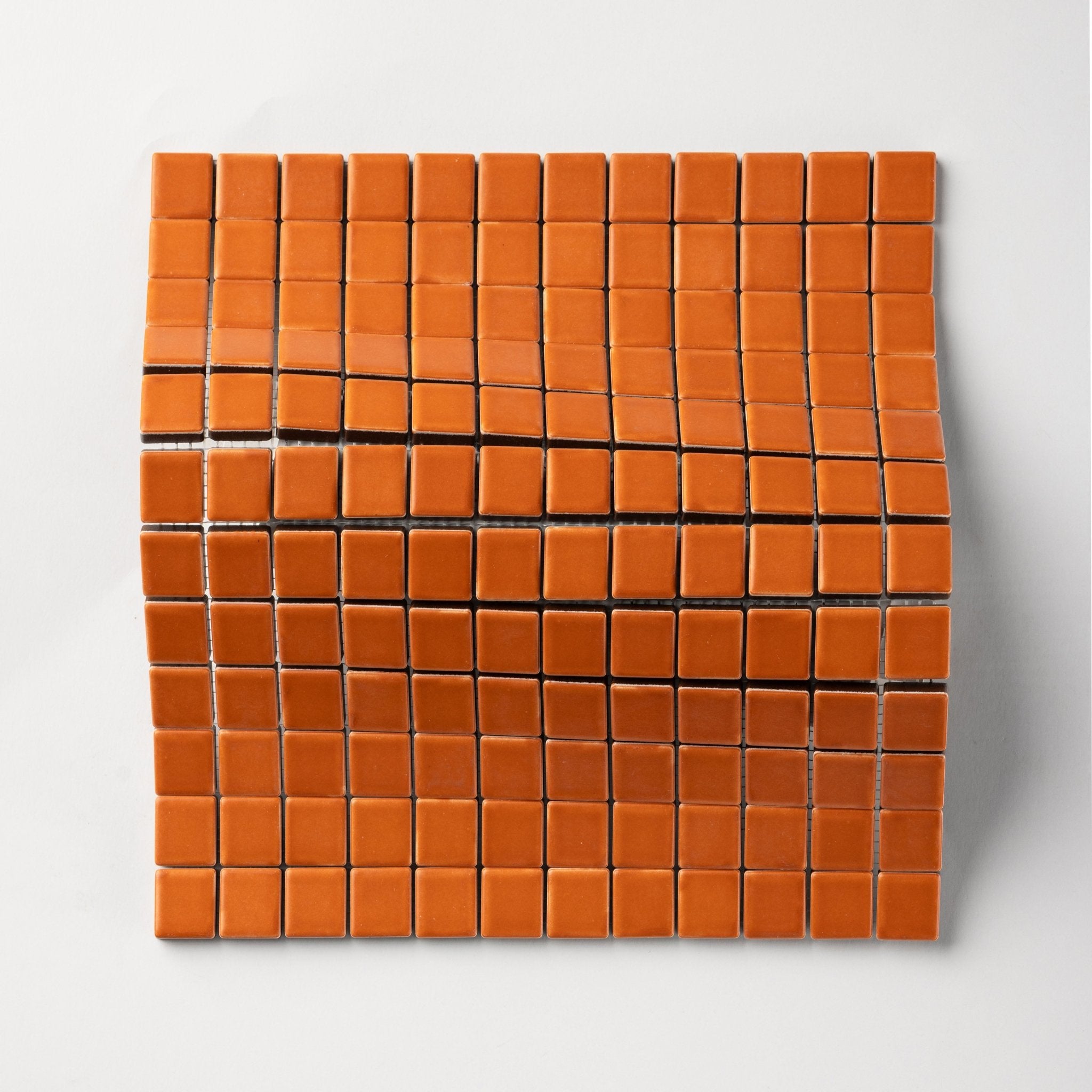 Chroma Grid | Orange Carrot 1x1" Square Matte Mosaic Tile - Cemento Collection
