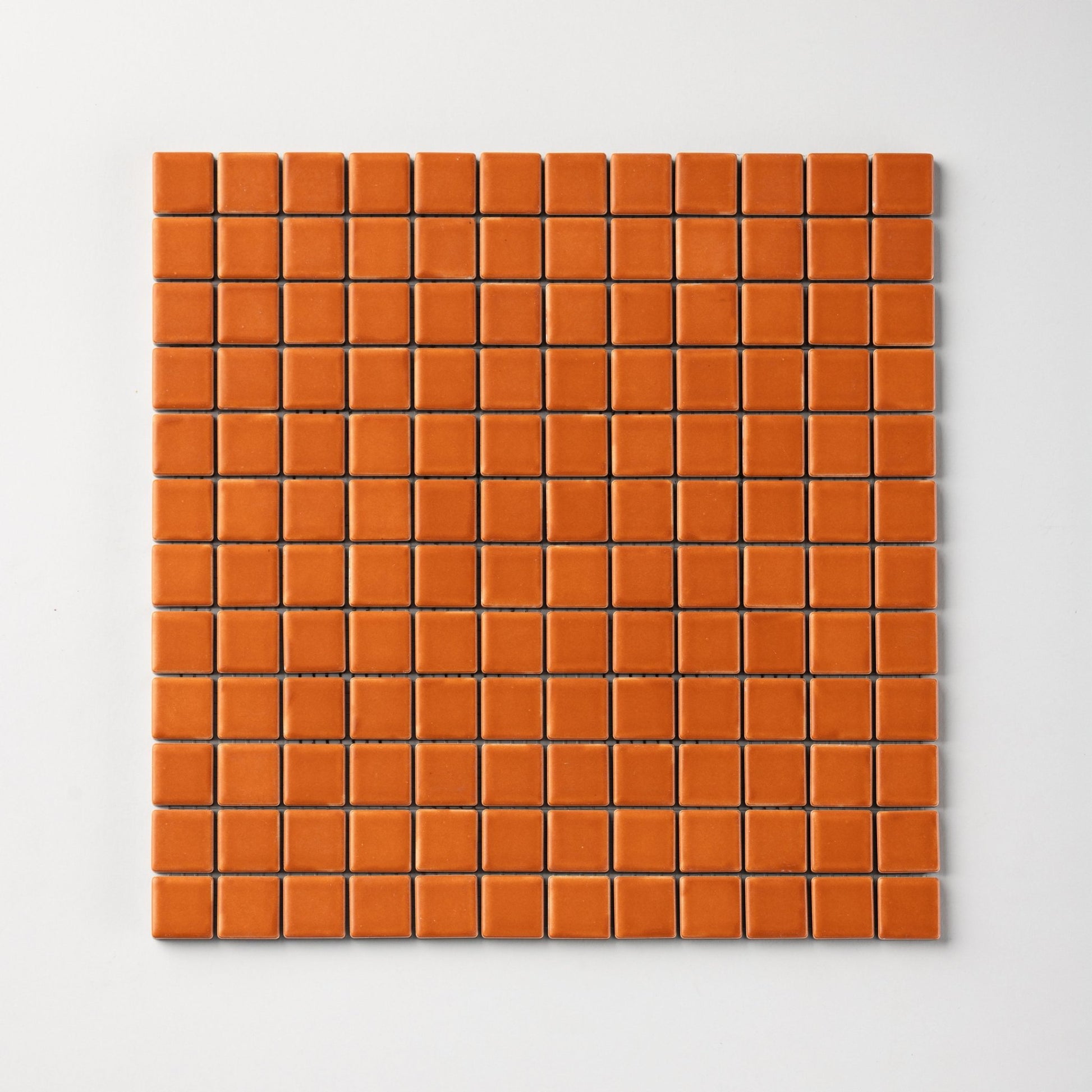 Chroma Grid | Orange Carrot 1x1" Square Matte Mosaic Tile - Cemento Collection
