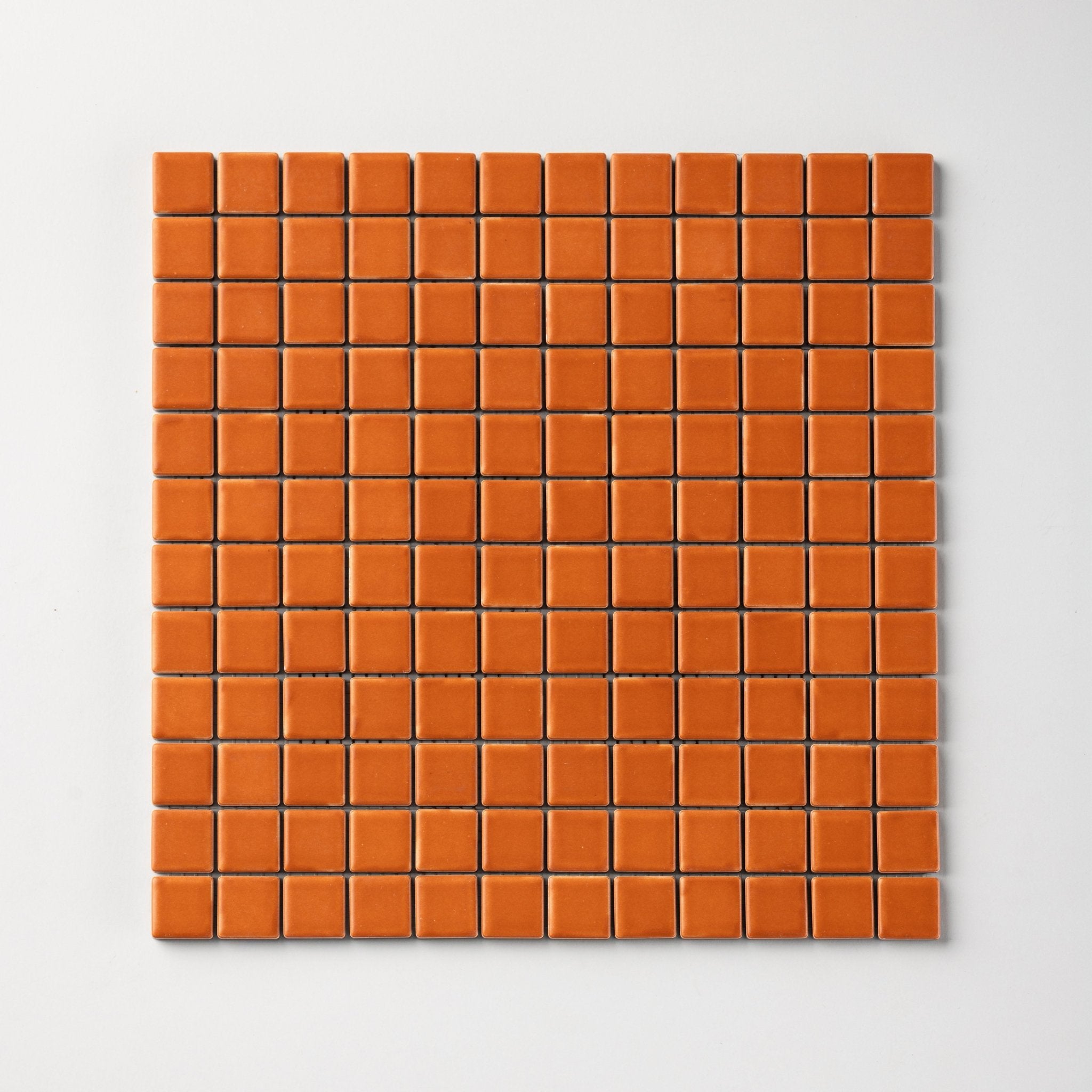 Chroma Grid | Orange Carrot 1x1" Square Matte Mosaic Tile - Cemento Collection
