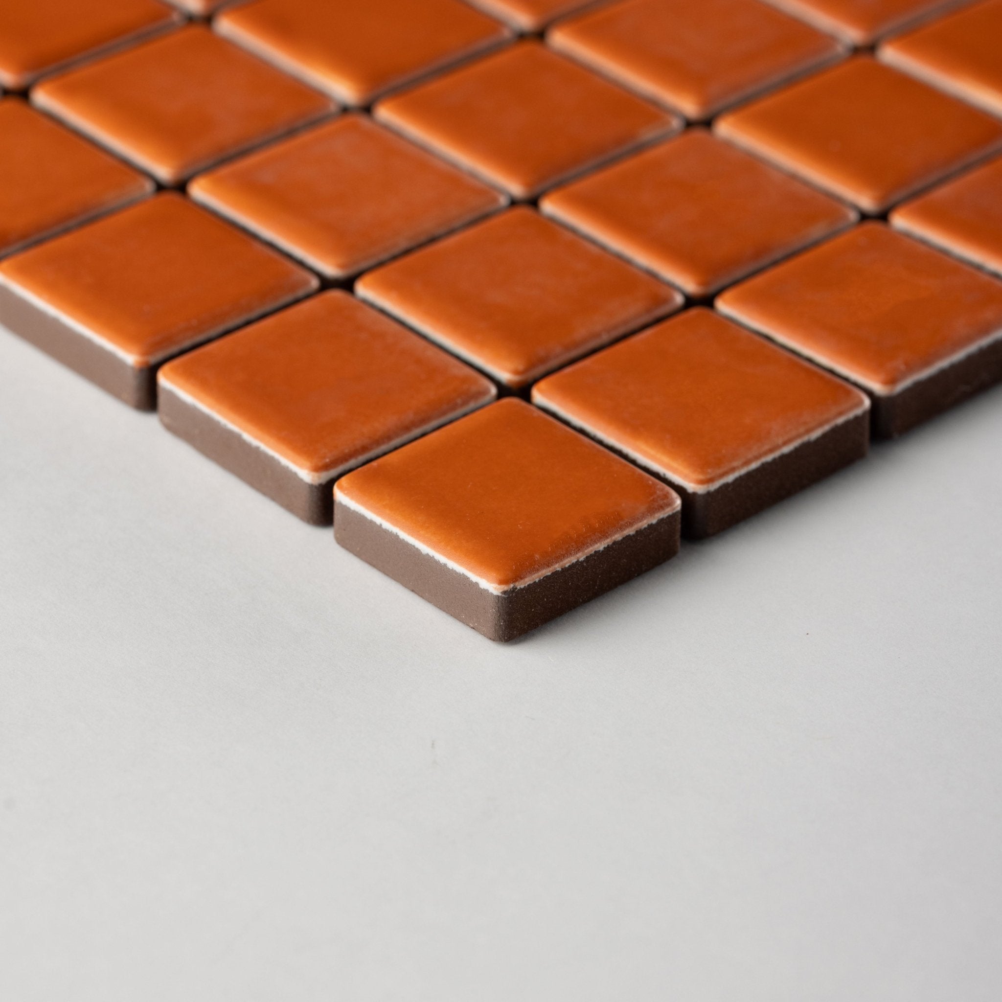 Chroma Grid | Orange Carrot 1x1" Square Matte Mosaic Tile - Cemento Collection