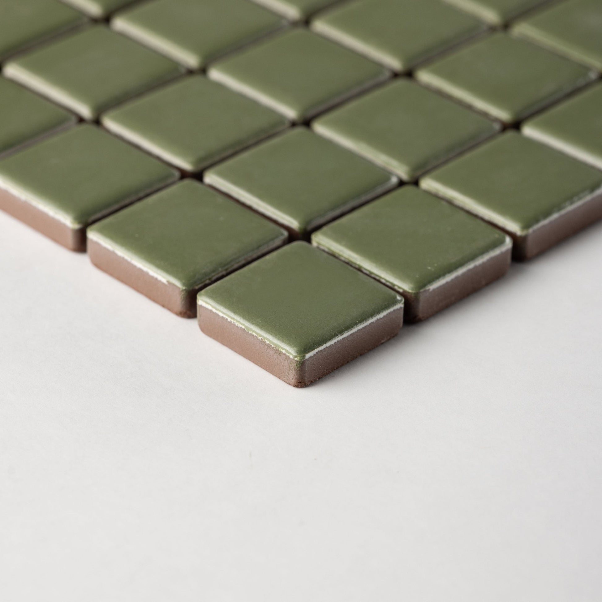 Chroma Grid | Parsley Green 1x1" Square Matte Mosaic Tile - Cemento Collection