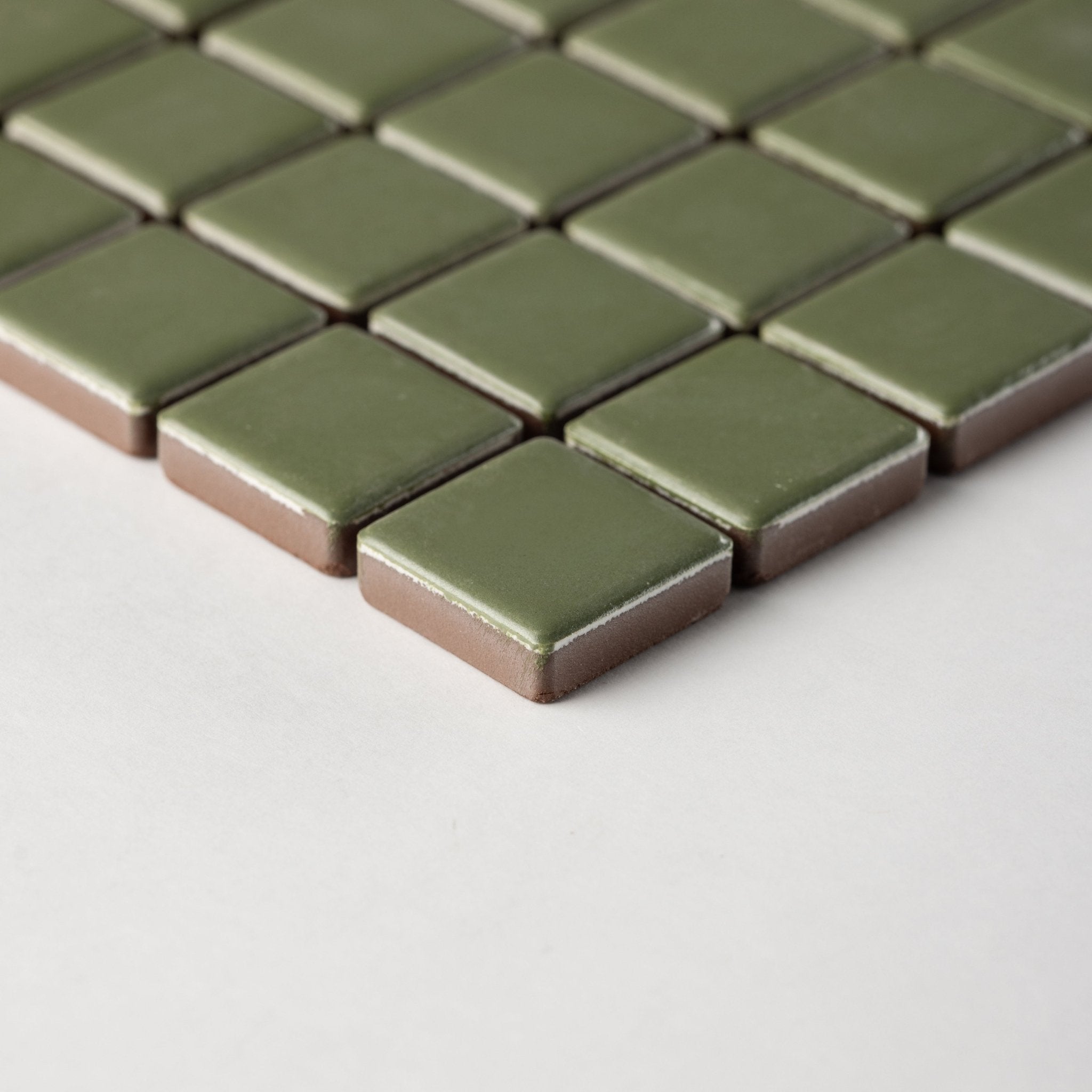 Chroma Grid | Parsley Green 1x1" Square Matte Mosaic Tile - Cemento Collection