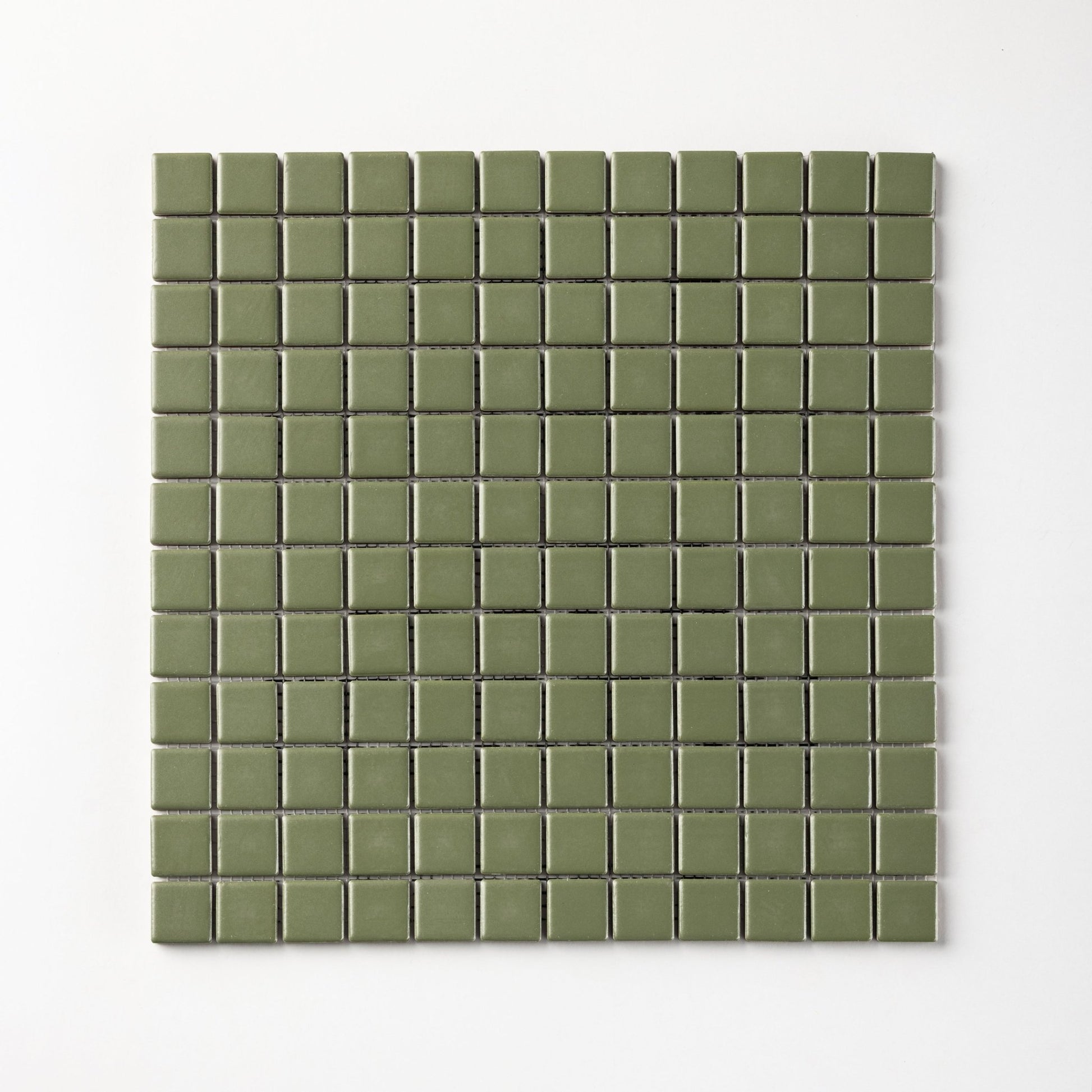 Chroma Grid | Parsley Green 1x1" Square Matte Mosaic Tile - Cemento Collection