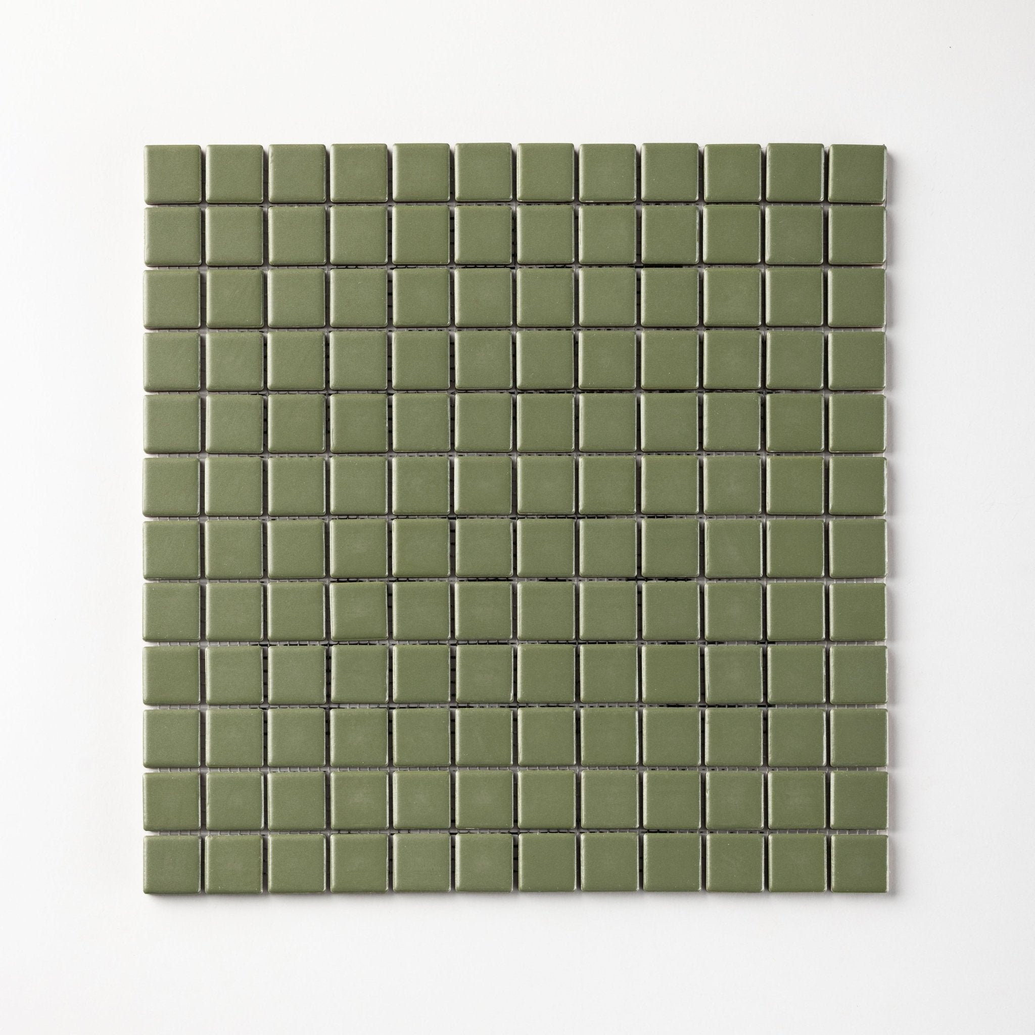 Chroma Grid | Parsley Green 1x1" Square Matte Mosaic Tile - Cemento Collection