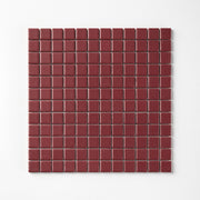 Chroma Grid | Pomegranate Red 1x1" Square Matte Mosaic Tile - Cemento Collection