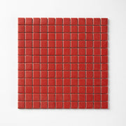 Chroma Grid | Red Tomato 1x1" Square Matte Mosaic Tile - Cemento Collection
