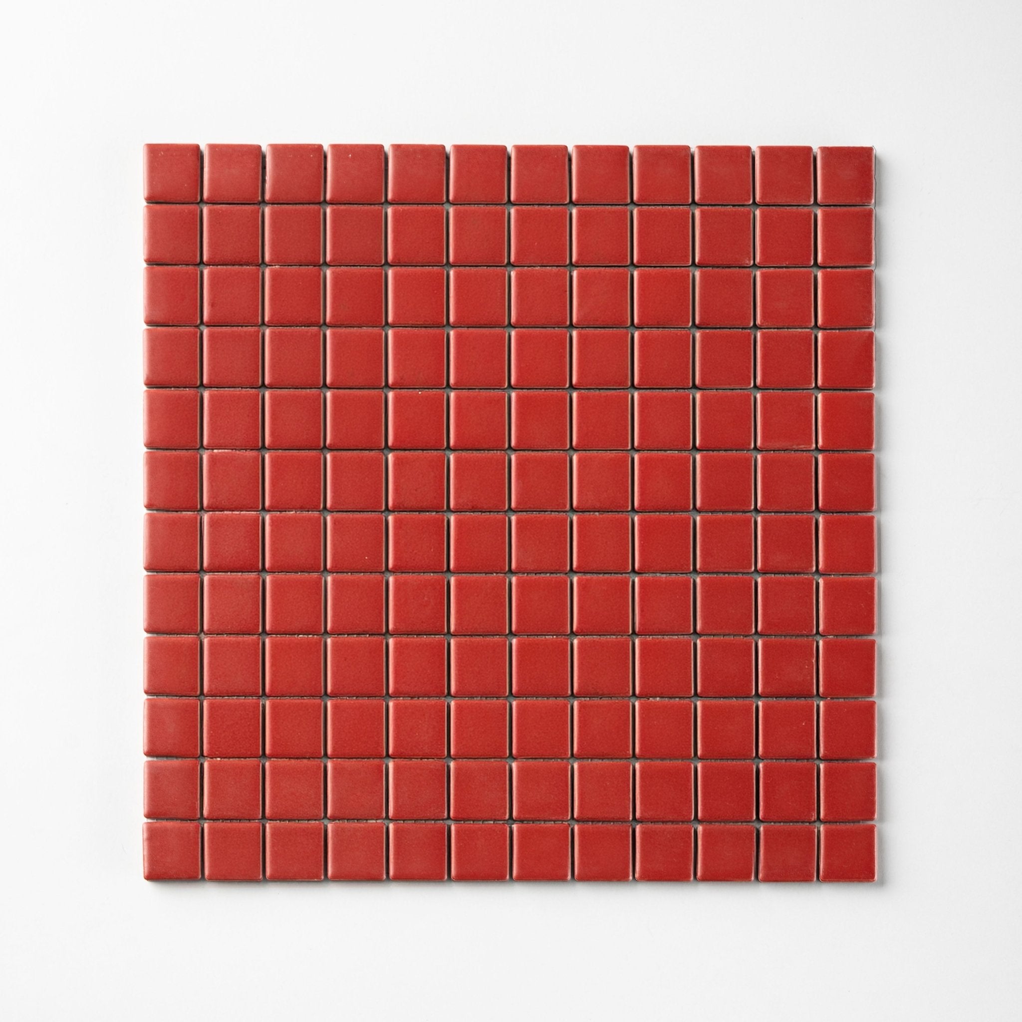 Chroma Grid | Red Tomato 1x1" Square Matte Mosaic Tile - Cemento Collection