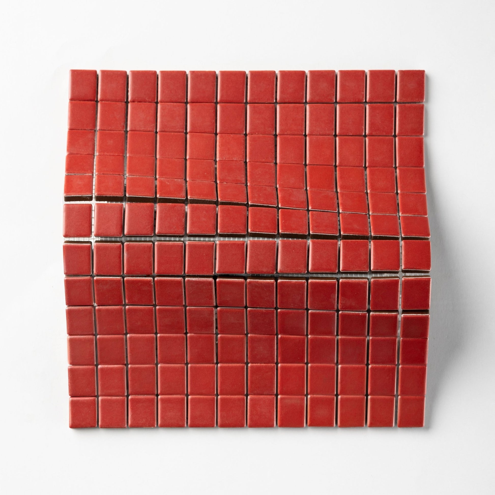 Chroma Grid | Red Tomato 1x1" Square Matte Mosaic Tile - Cemento Collection