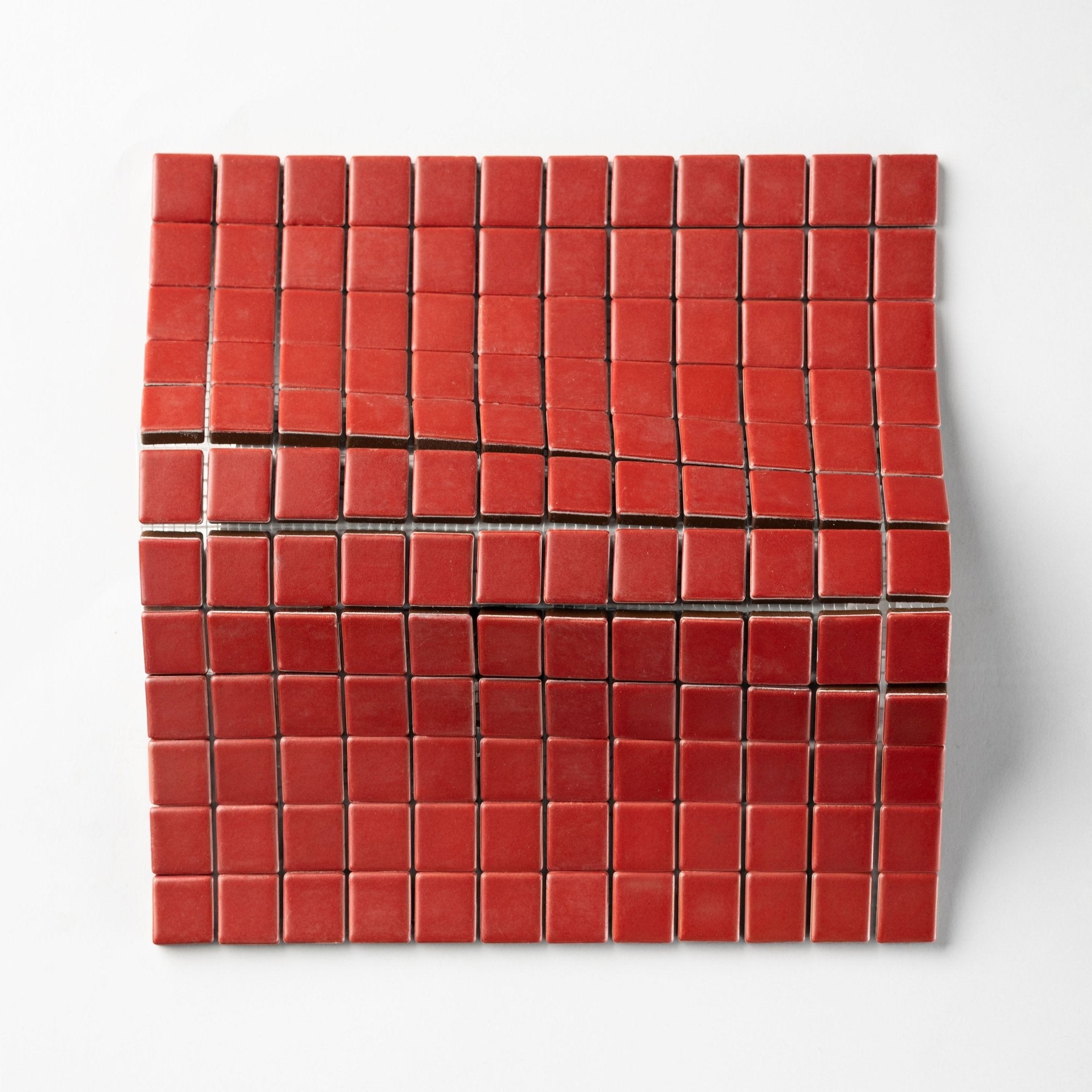 Chroma Grid | Red Tomato 1x1" Square Matte Mosaic Tile - Cemento Collection
