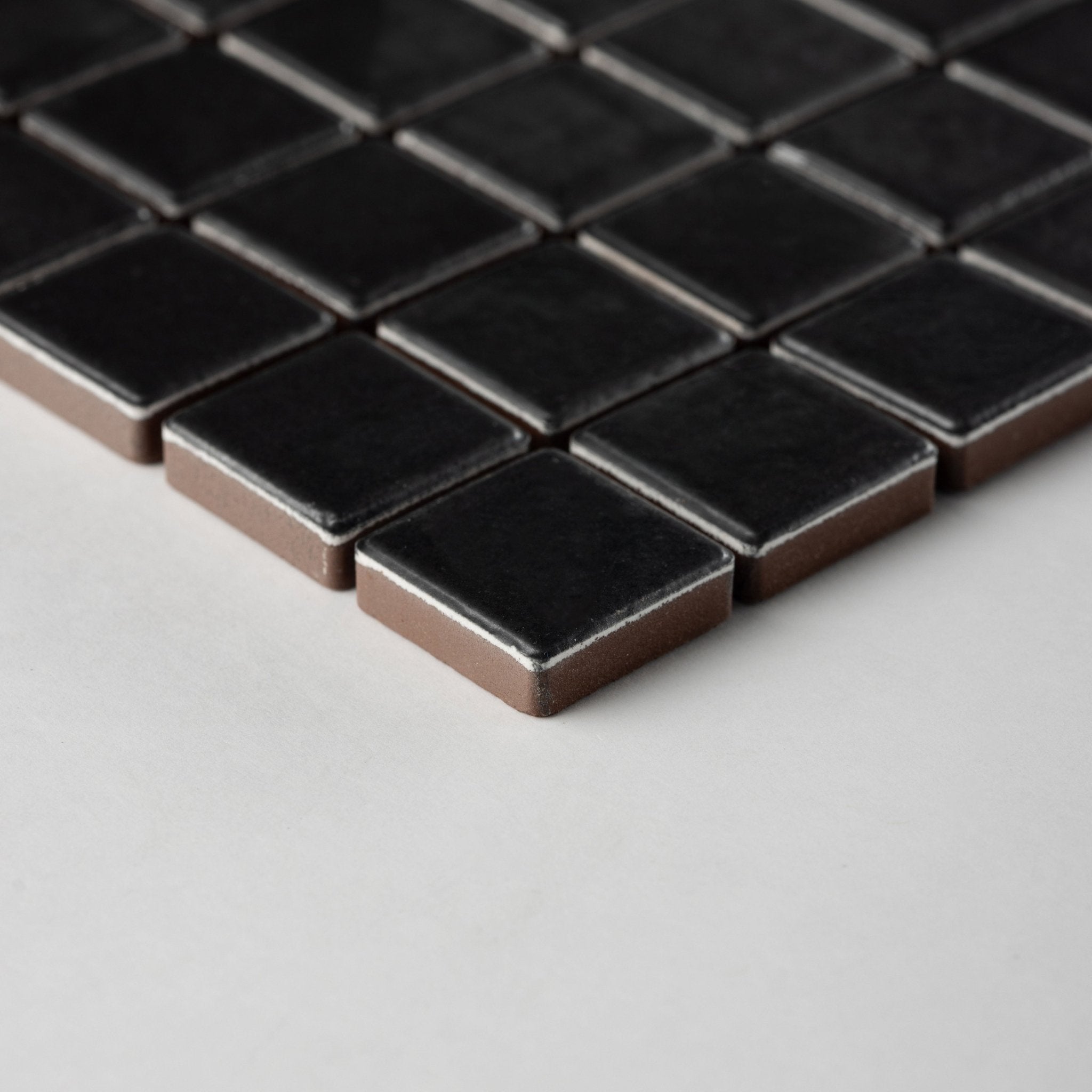 Chroma Grid | Totally Black 1x1" Square Matte Mosaic Tile - Cemento Collection
