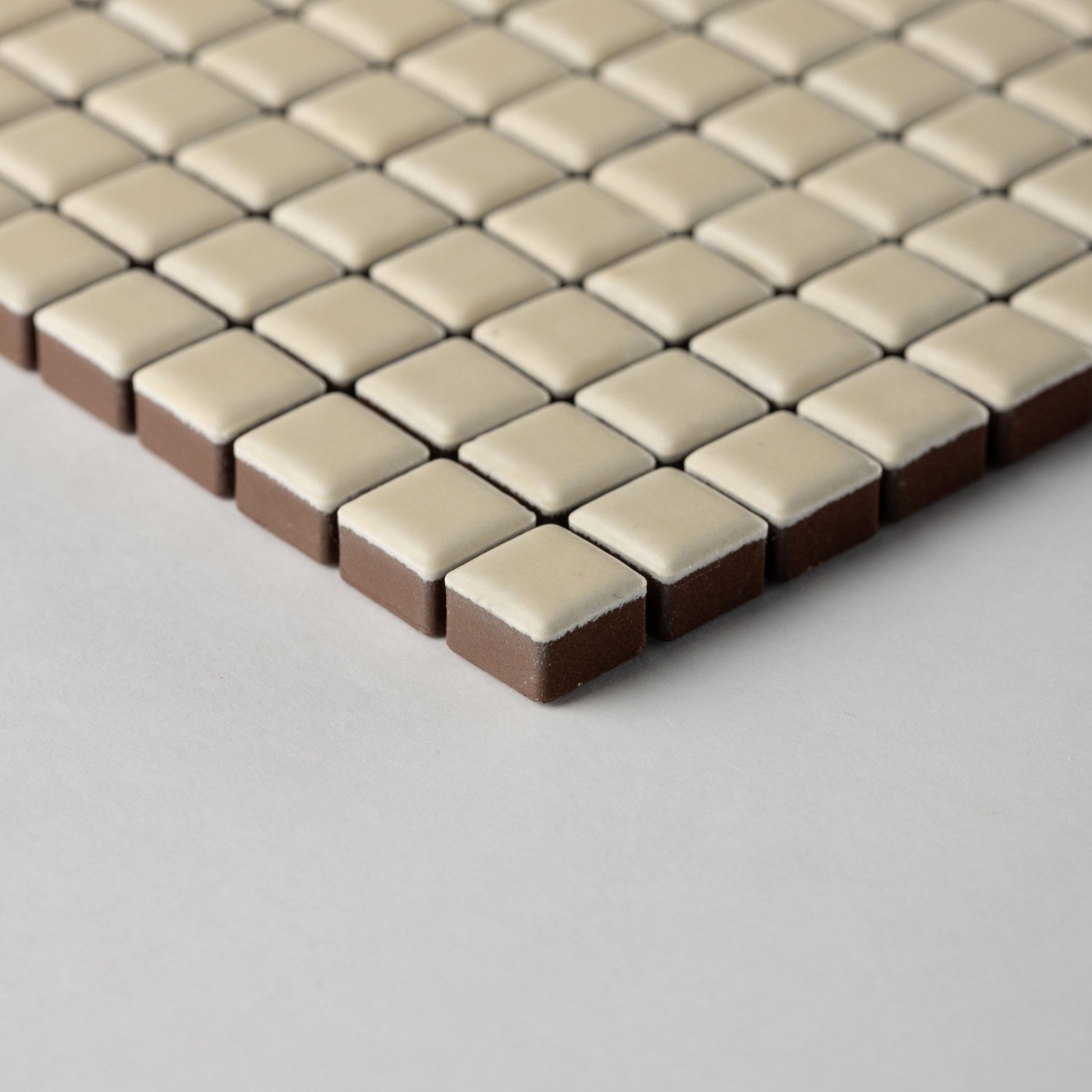 Chroma Pixel | Almond Cream 1/2x1/2" Square Matte Mosaic Tile - Cemento Collection