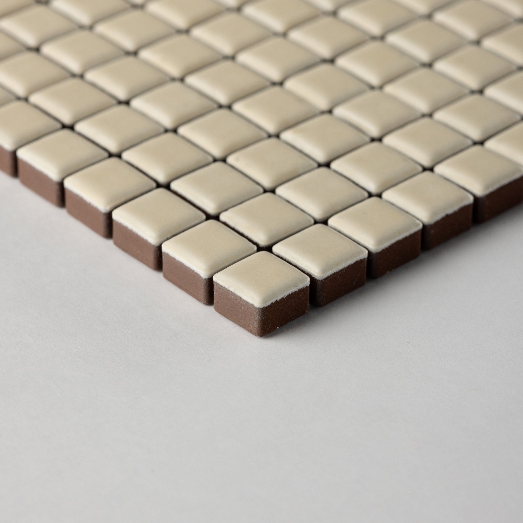 Chroma Pixel | Almond Cream 1/2x1/2" Square Matte Mosaic Tile - Cemento Collection