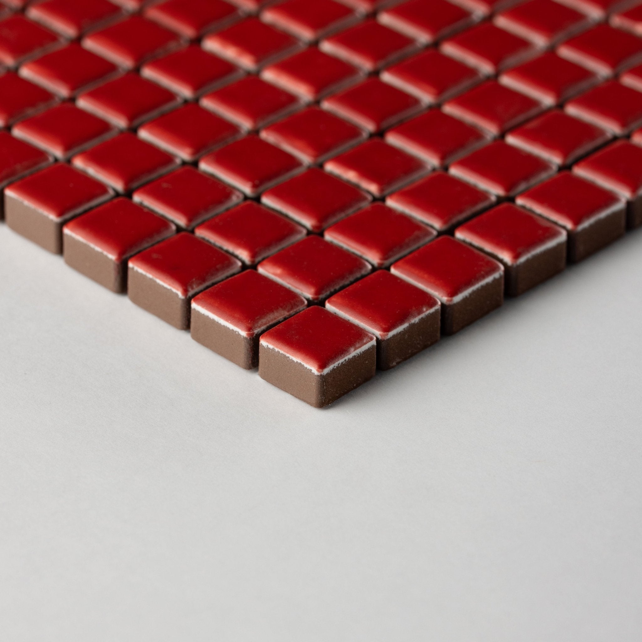 Chroma Pixel | Red Tomato 1/2x1/2" Square Matte Mosaic Tile - Cemento Collection