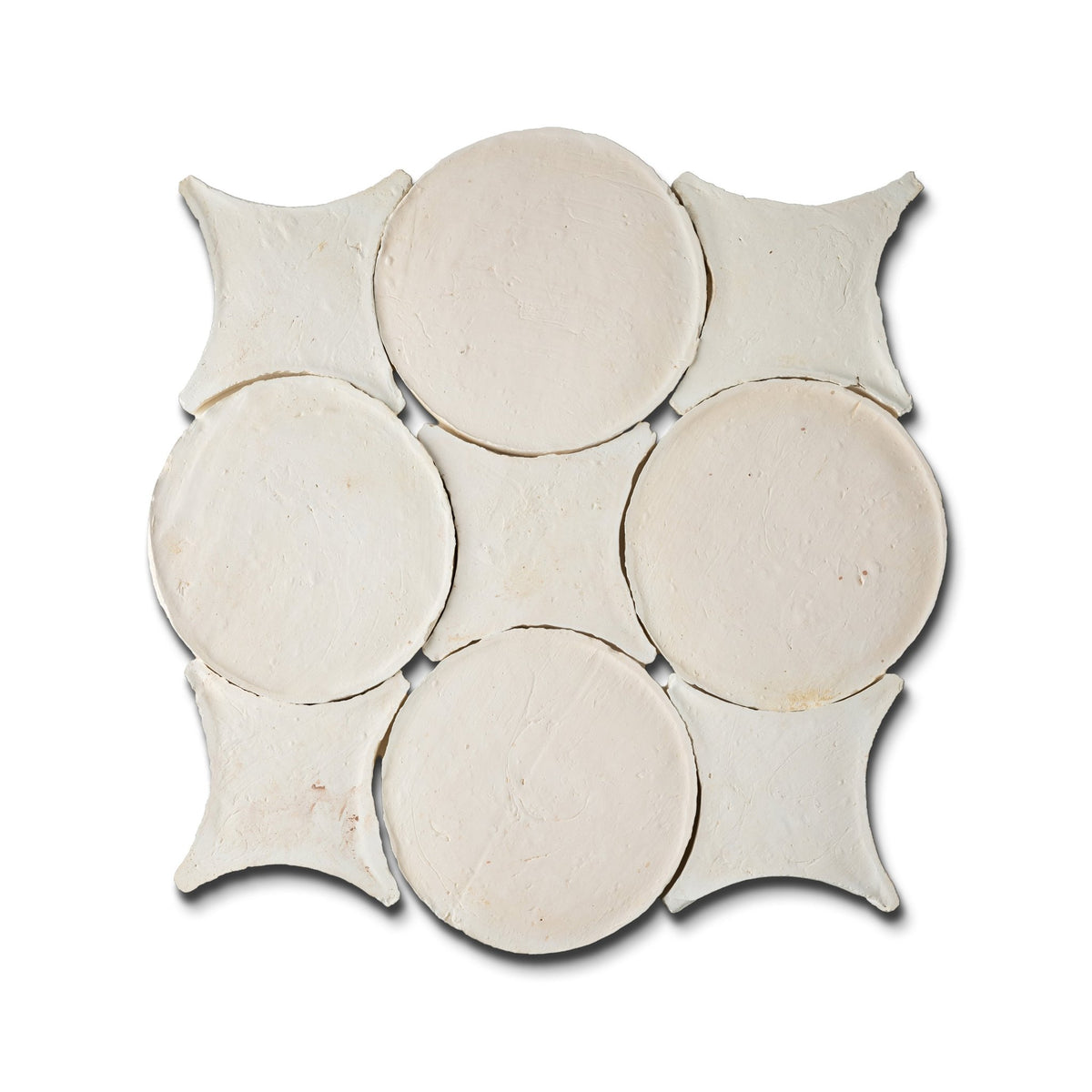 Circle and Star White Terracotta Tile - Cemento Collection