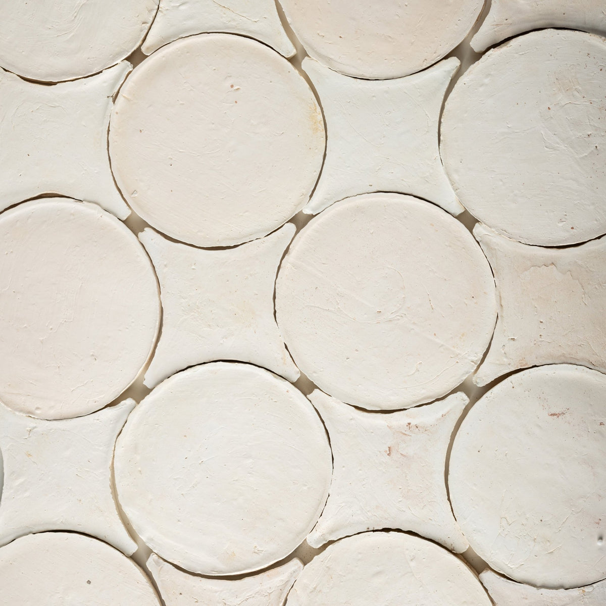 Circle and Star White Terracotta Tile - Cemento Collection