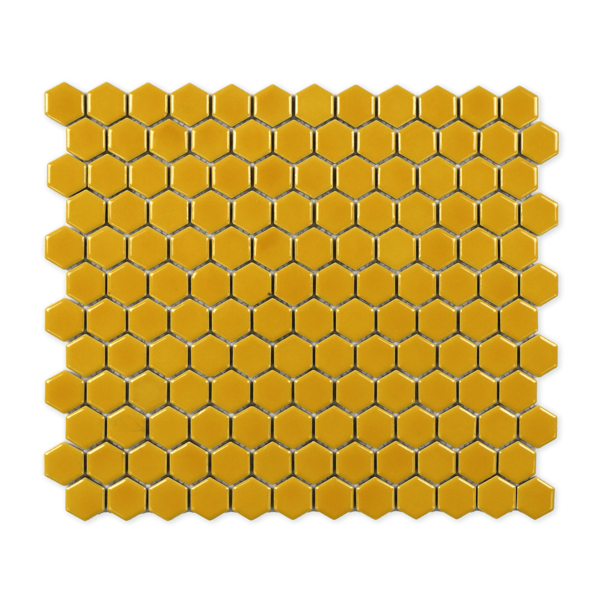 Citron Yellow Glossy Hexagon Mosaic Tile - Cemento Collection