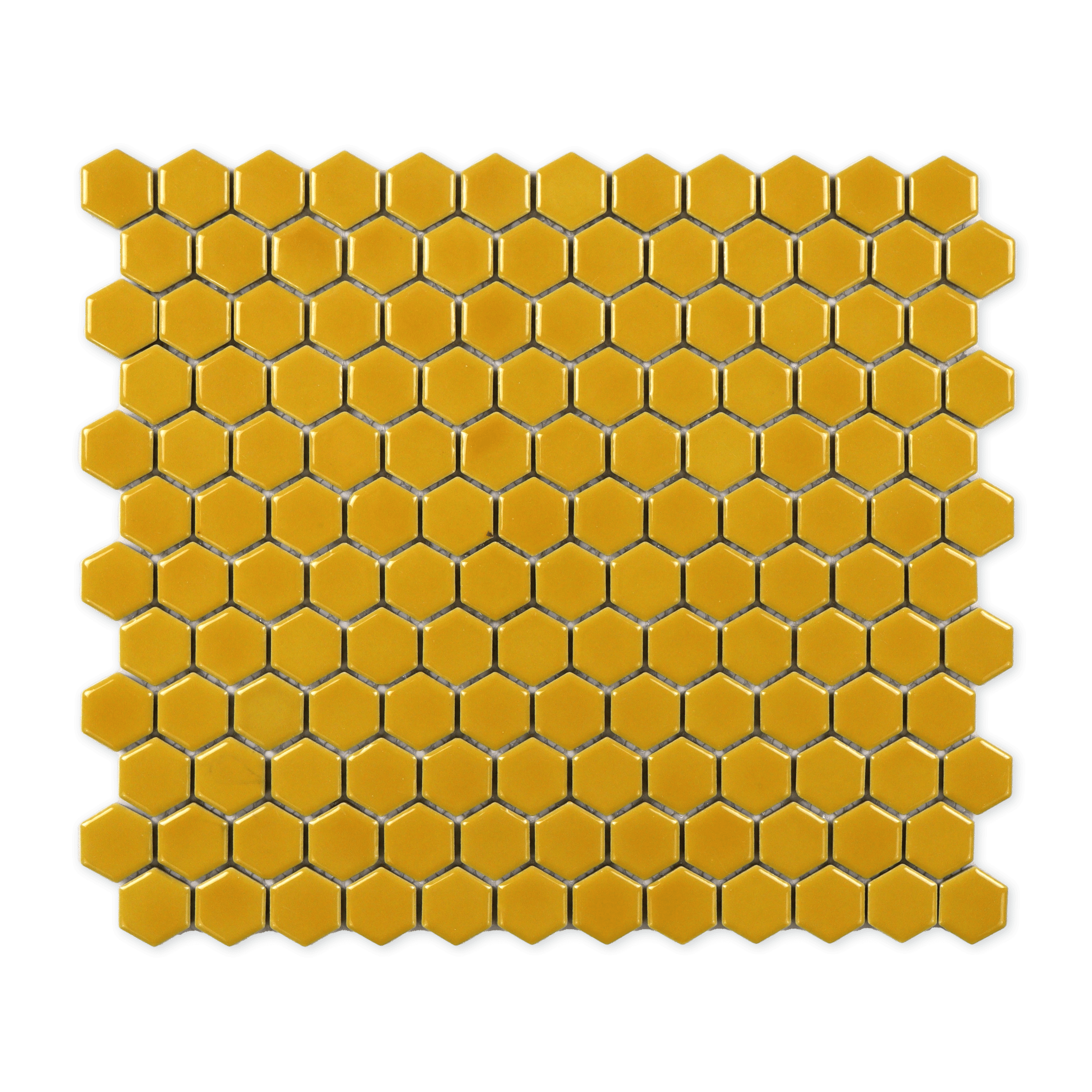 Citron Yellow Glossy Hexagon Mosaic Tile - Cemento Collection