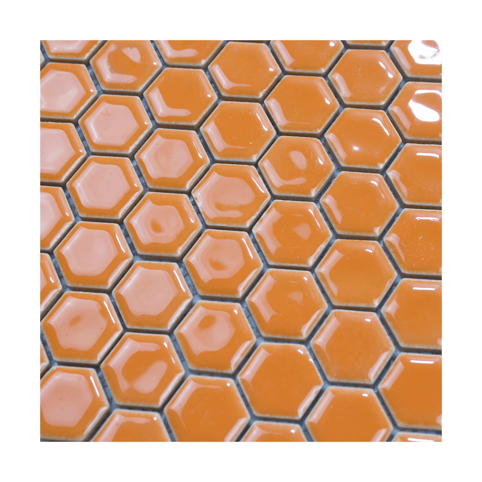 Coral Glossy Hexagon Mosaic Tile - Lot of 64.8 Sq ft - Cemento Collection