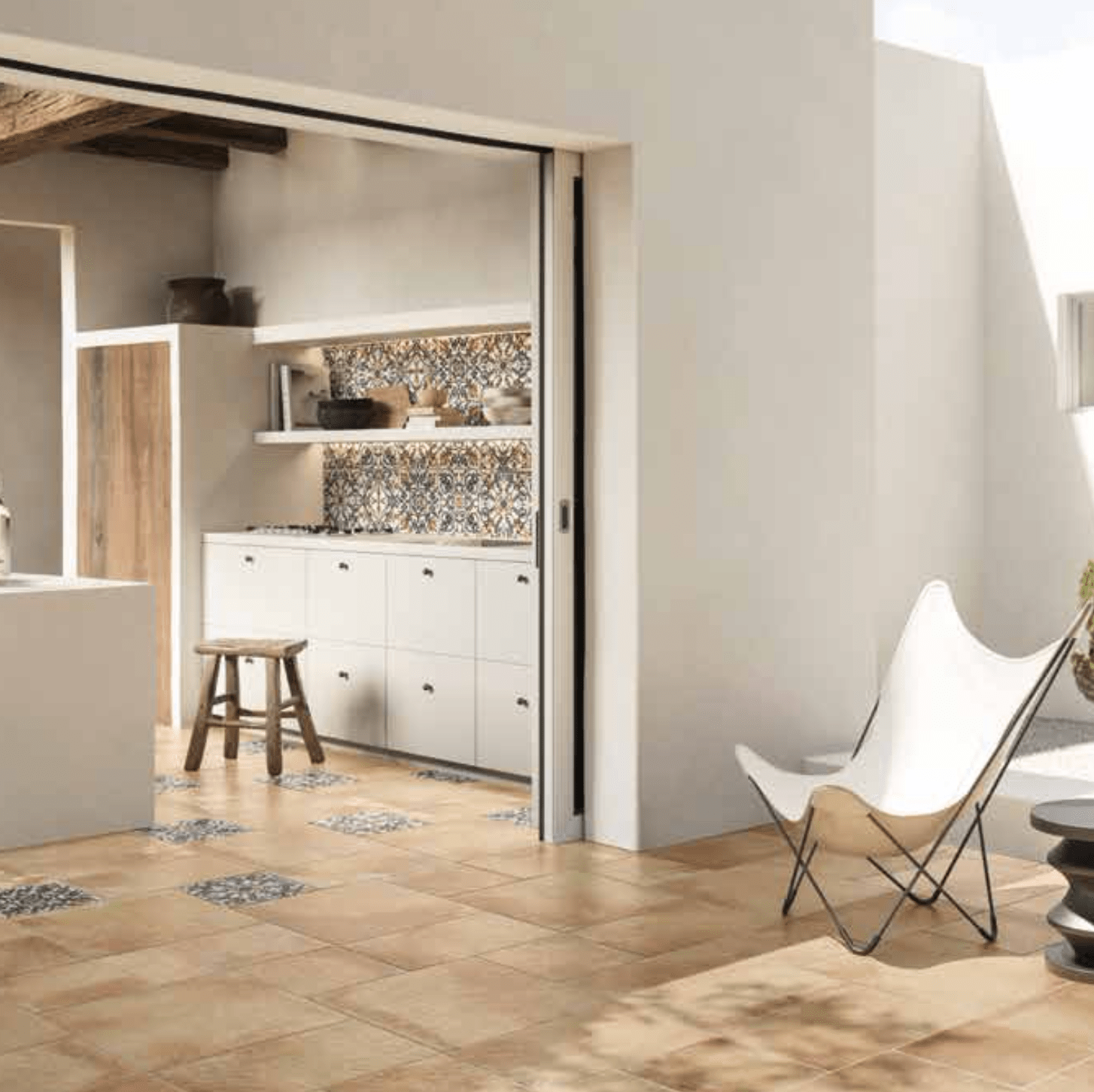 Cotto Tumbled Naturalle Porcelain Tile 12x20 - Cemento Collection