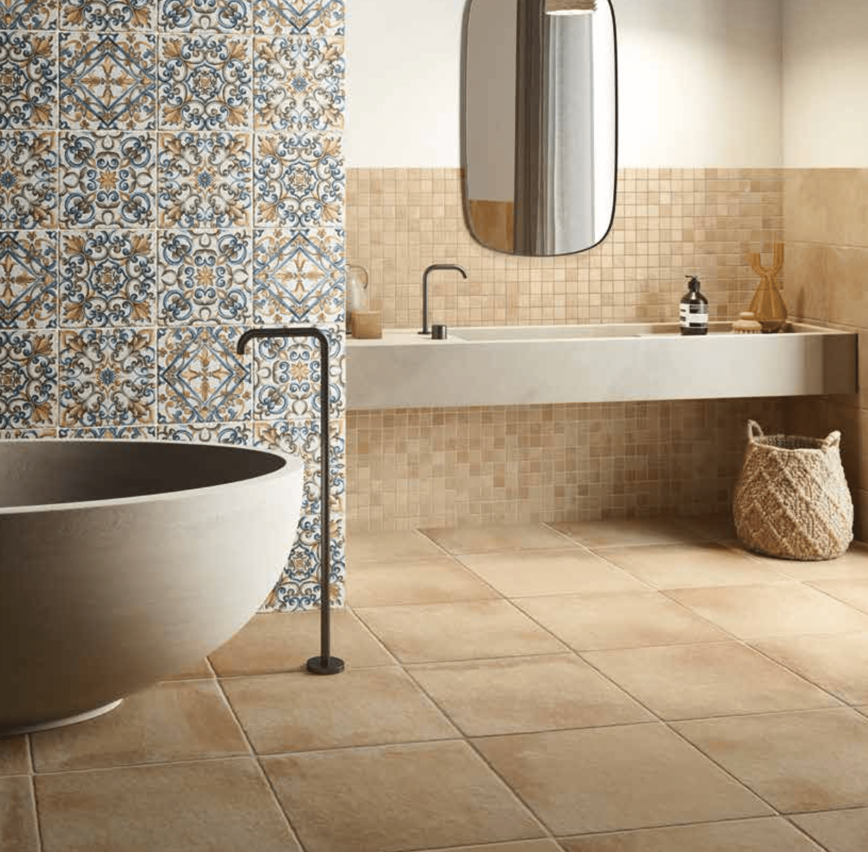 Cotto Tumbled Naturalle Porcelain Tile 12x20 - Cemento Collection