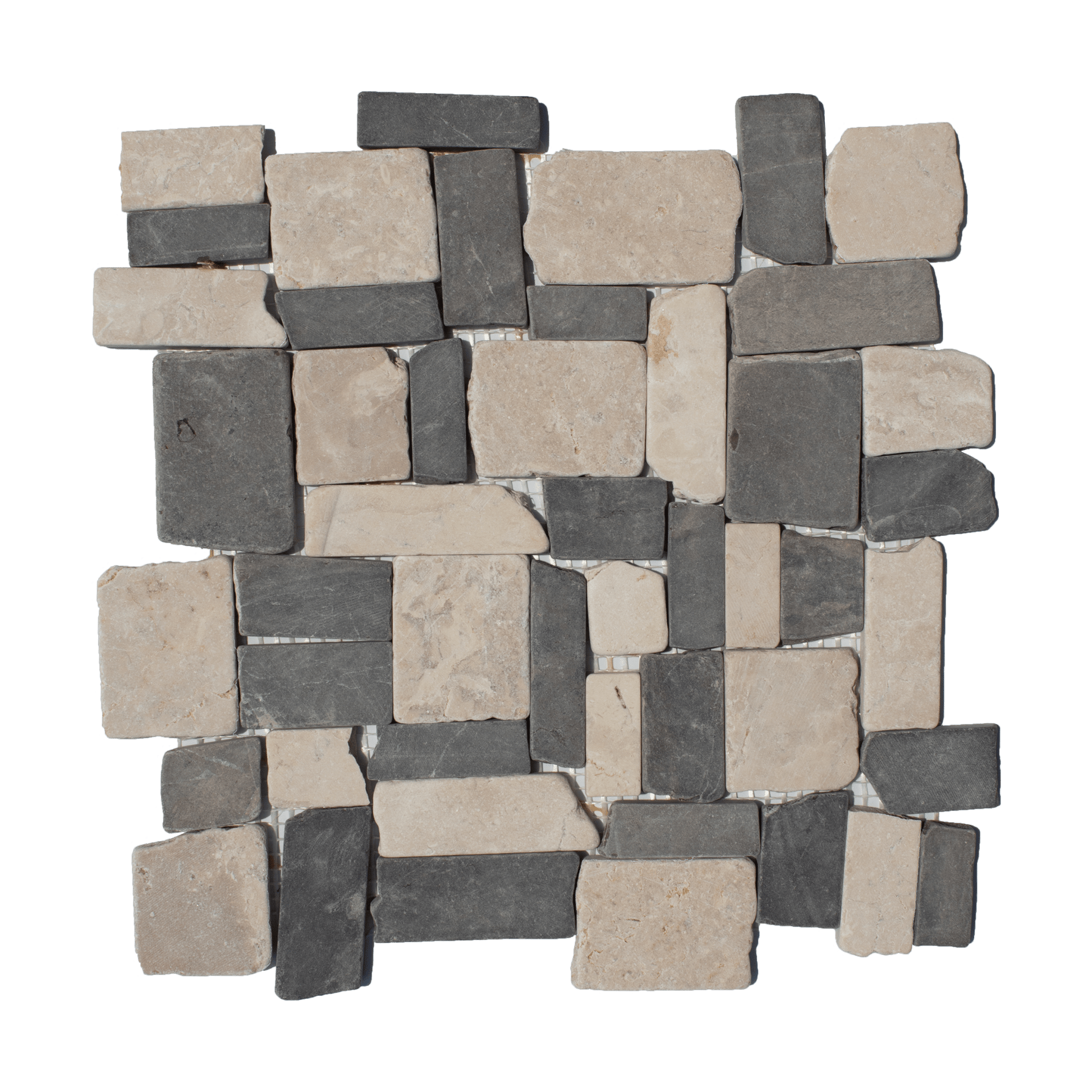 Cotton White & Smoke Grey Marble Mosaic - Cemento Collection