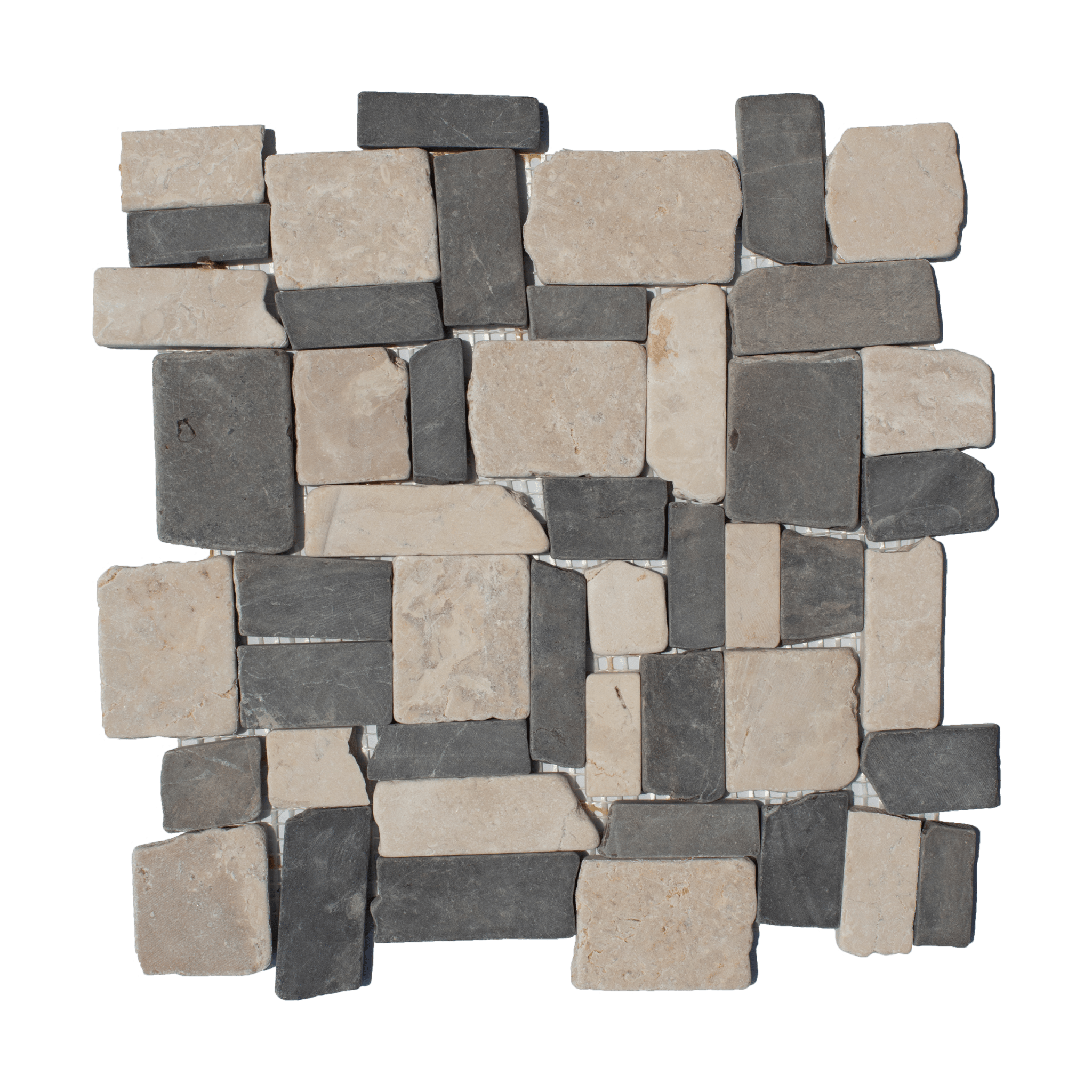 Cotton White & Smoke Grey Marble Mosaic - Cemento Collection