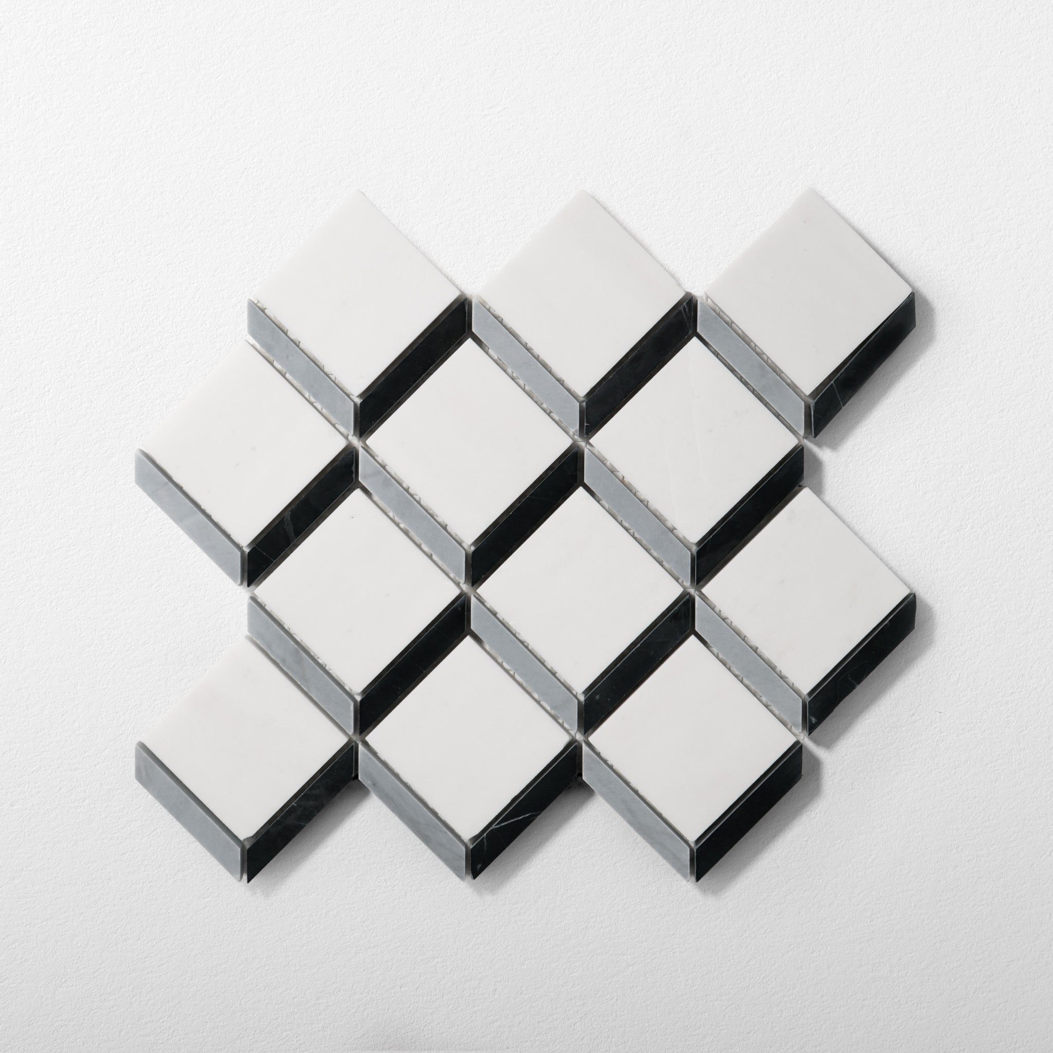 Cubist Dolomite - Bardiglio - Nero Marble Polished Mosaic Tile
