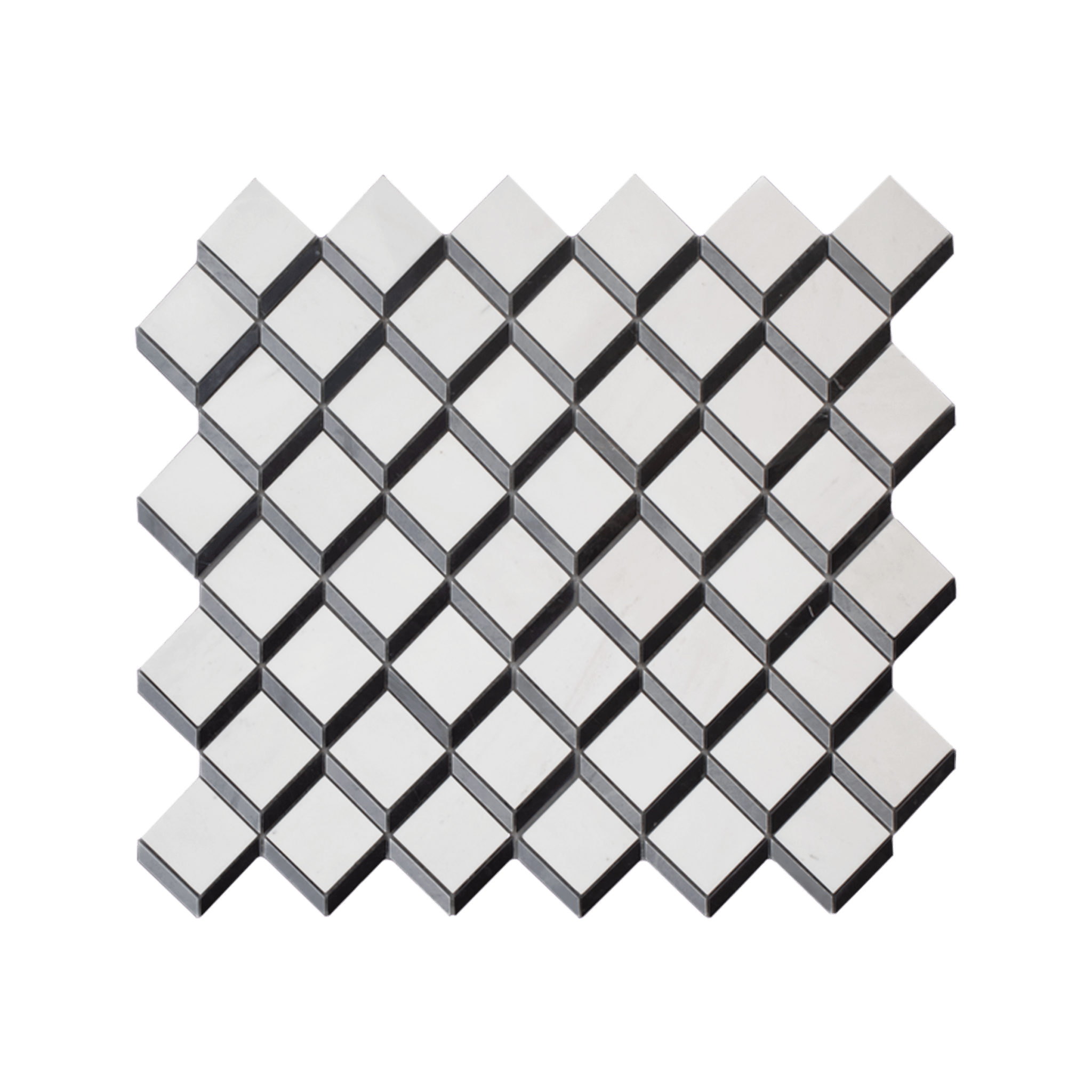 Cubist Dolomite - Bardiglio - Nero Marble Polished Mosaic Tile - Cemento Collection