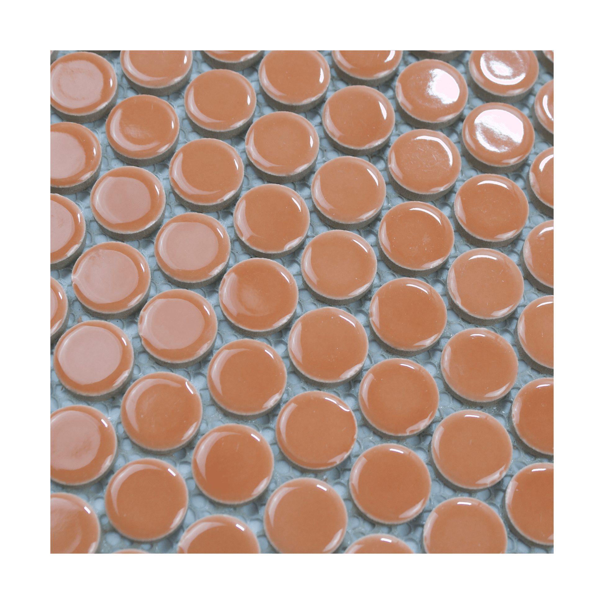 Dark Pink Glossy Penny Round Mosaic Tile - Lot of 79.2 Sq ft - Cemento Collection