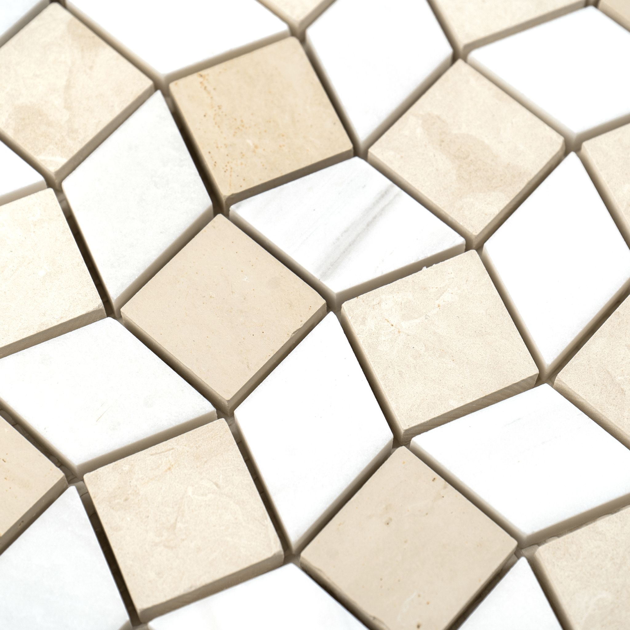 Dizzy Beige Limestone with Dolomite Marble Honed Mosaic Tile - Cemento Collection