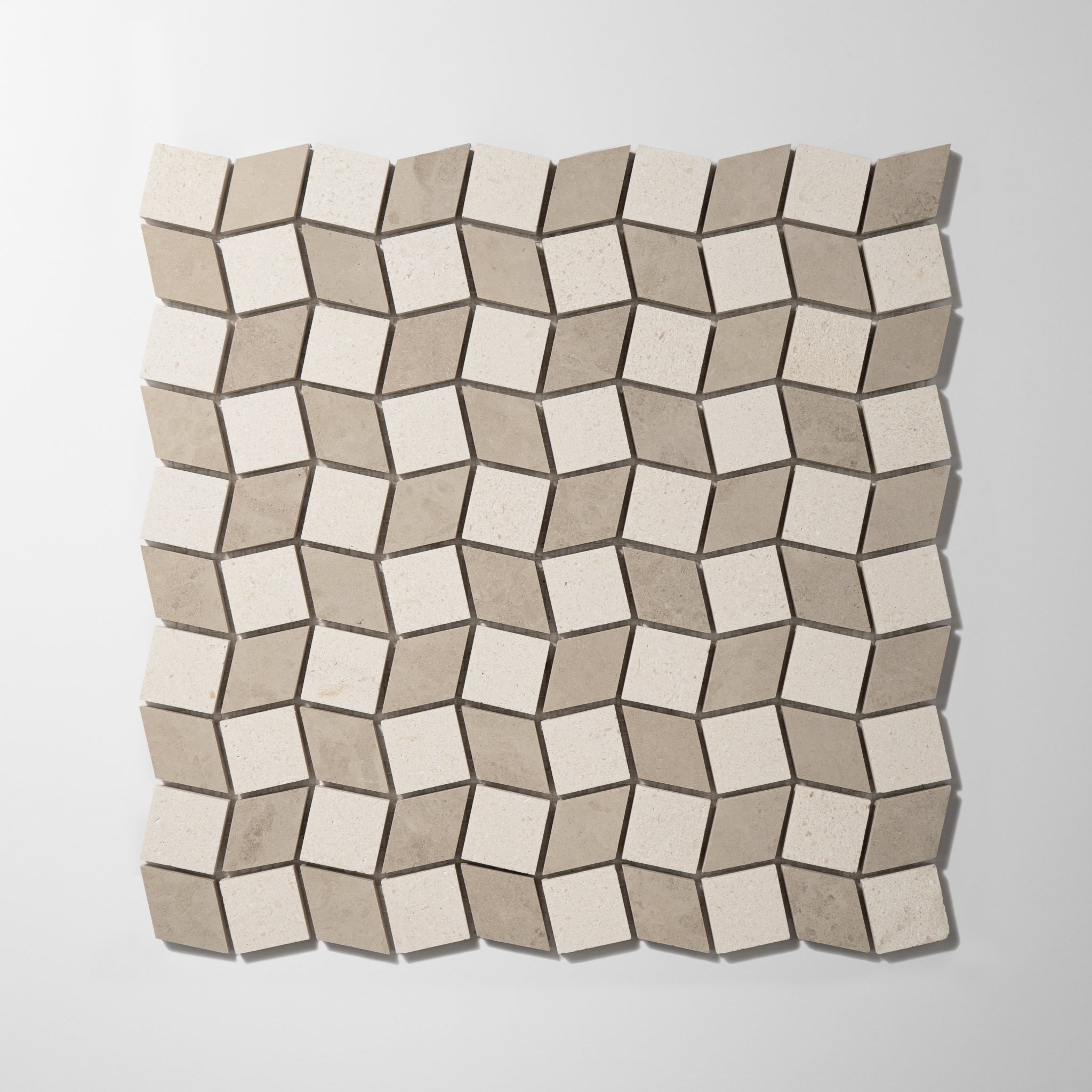 Dizzy Beige Limestone with Harley Beige Marble Honed Mosaic Tile