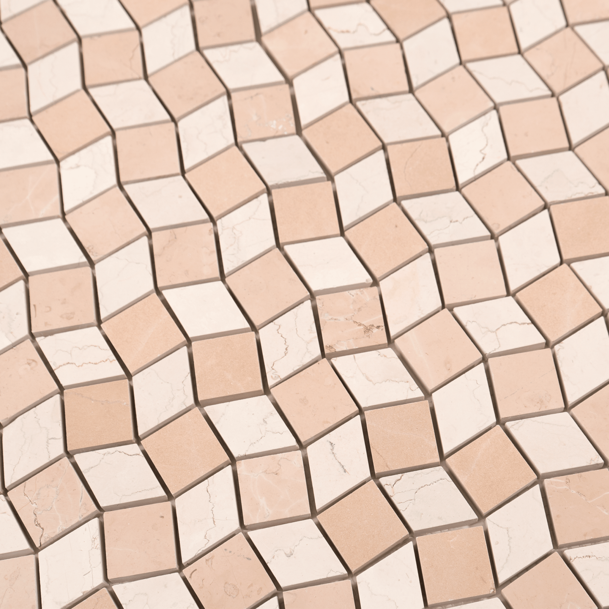 Dizzy Bianco Perlino with Rosso Perlino Marble Honed Mosaic Tile - Cemento Collection