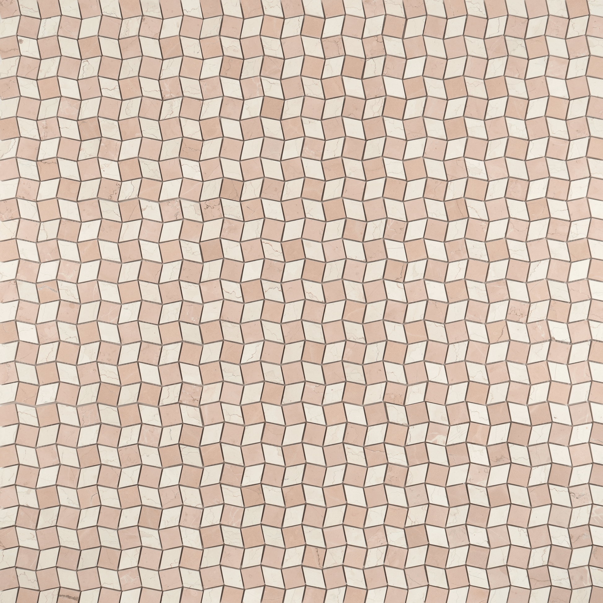 Dizzy Bianco Perlino with Rosso Perlino Marble Honed Mosaic Tile - Cemento Collection